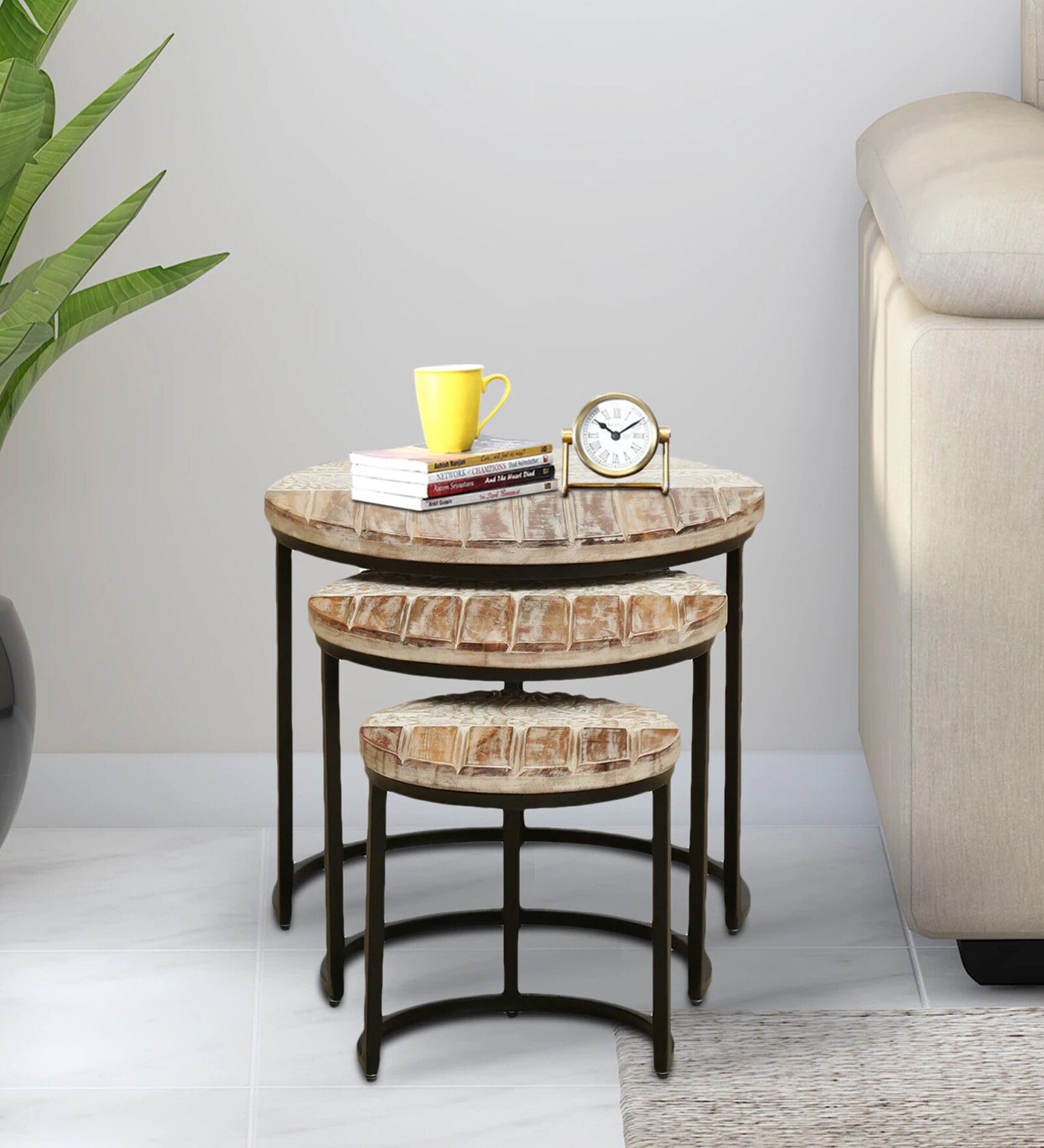 Cady Metal Nest Of Tables In Light Distress Finish (Set of 3)