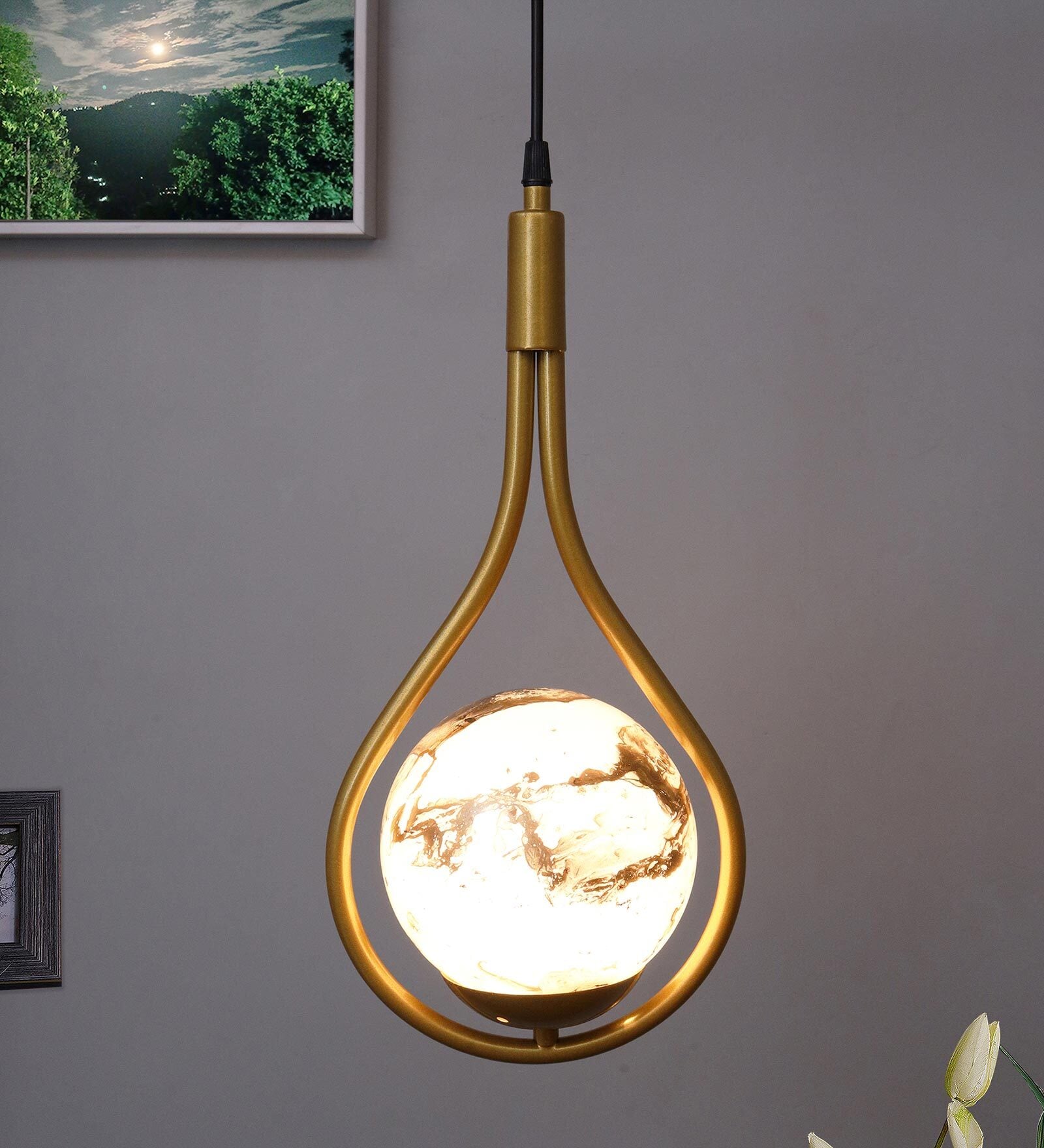 Caen Gold Metal Hanging Light