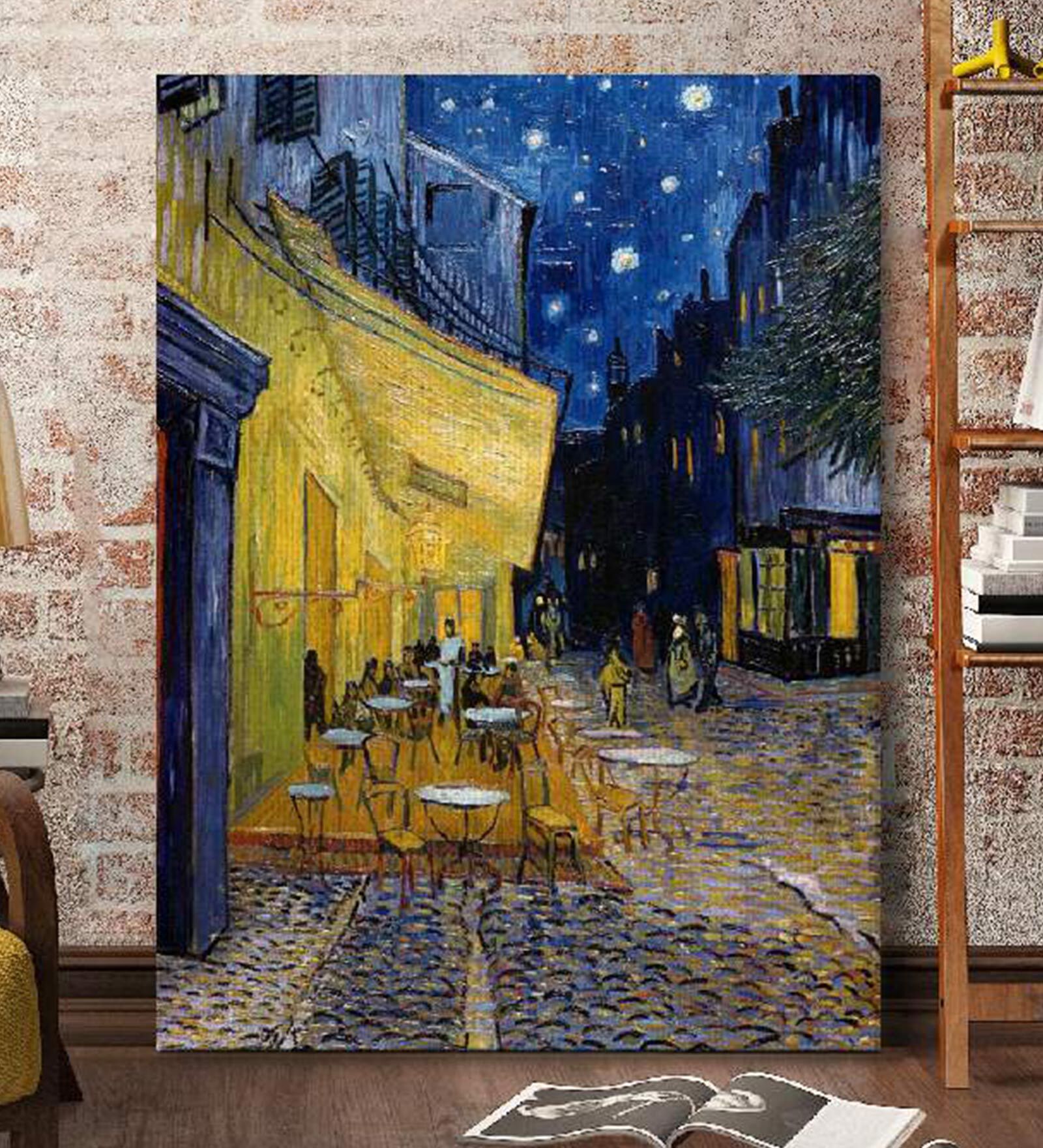Buy Cafe Terrace Multicolor Canvas Unframed Landscape Art Print at 20% ...