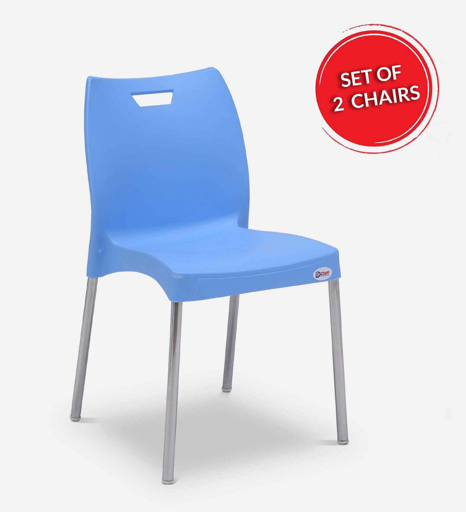 Buy Cafeteria Plastic Cafe Chair (Set of 2) in Blue Colour at 12 OFF
