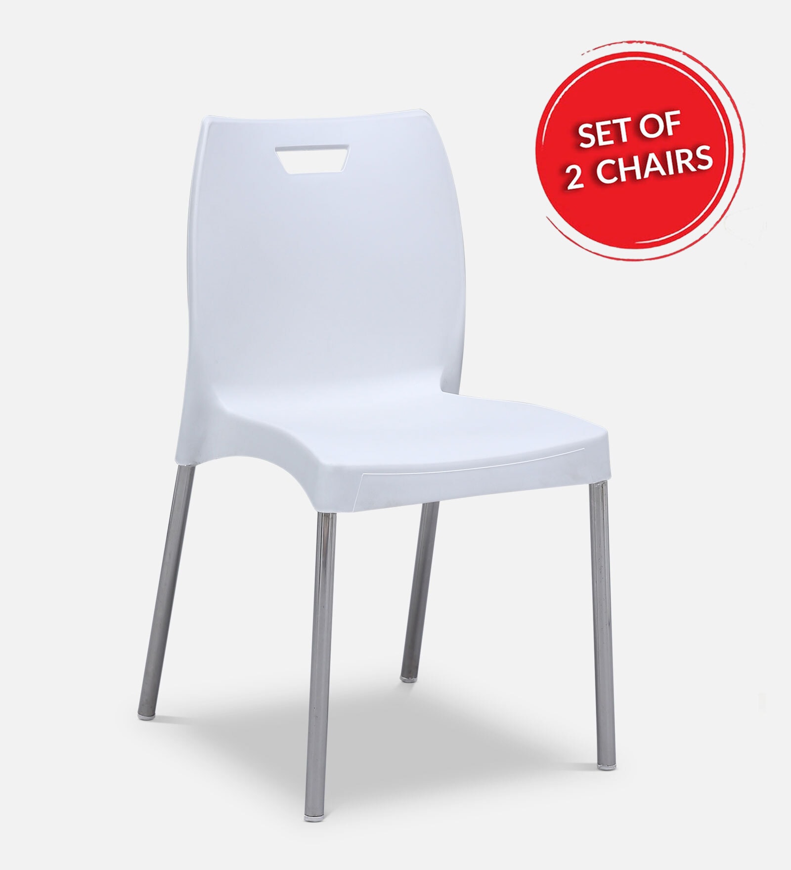 Cafeteria Plastic Cafe Chair (Set of 2) in White Colour