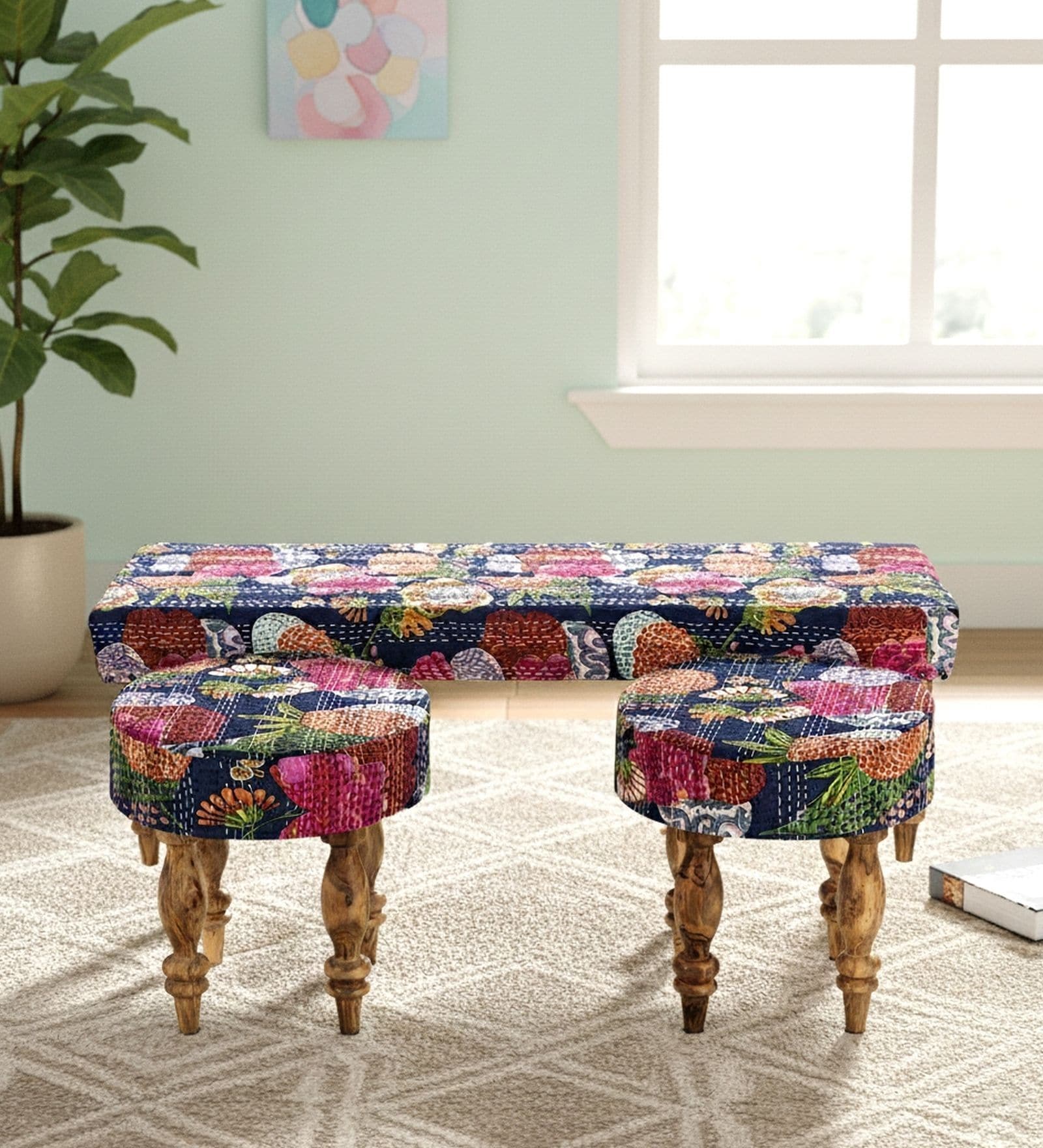 Cairo Bench Set In Blue Colour
