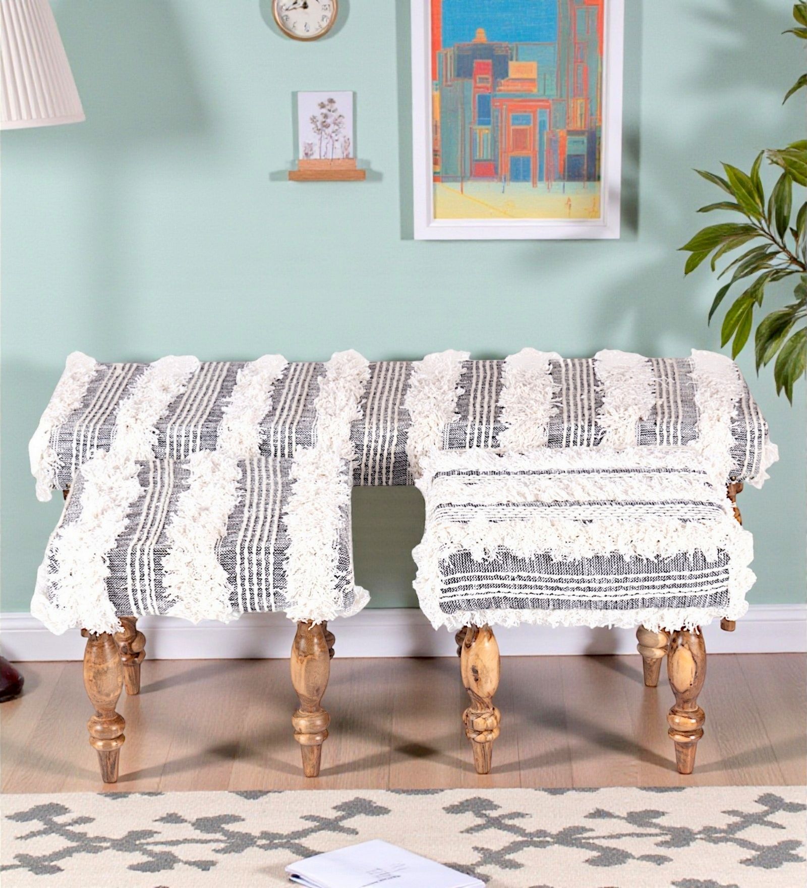 Cairo Bench Set In Grey Colour
