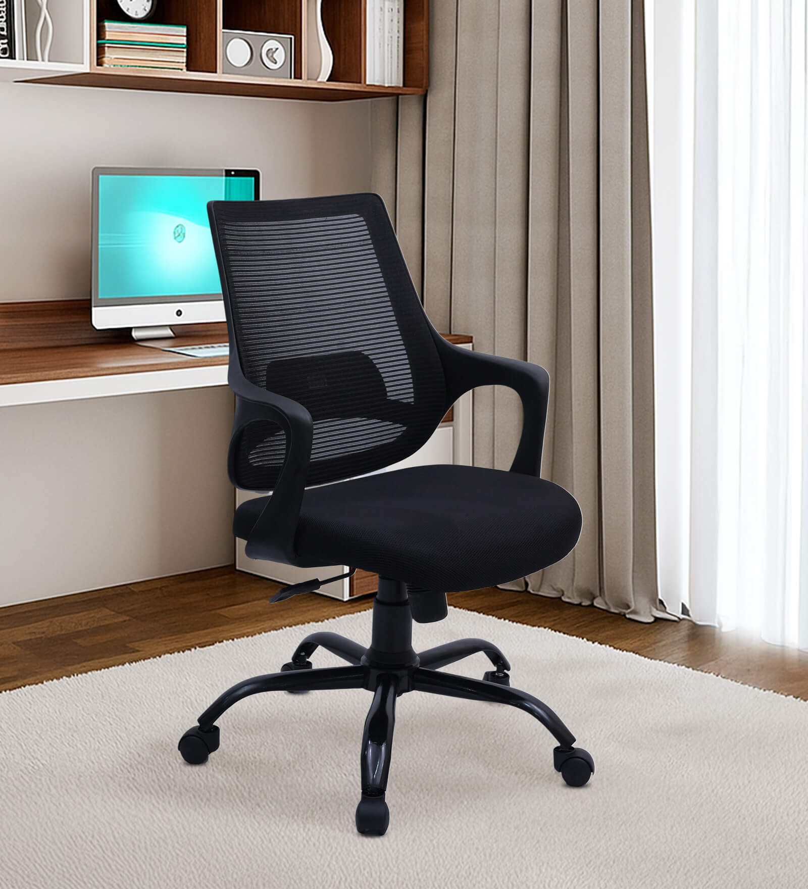 Fuku Ergonomic Chair With Lumbar Support  In Black Colour
