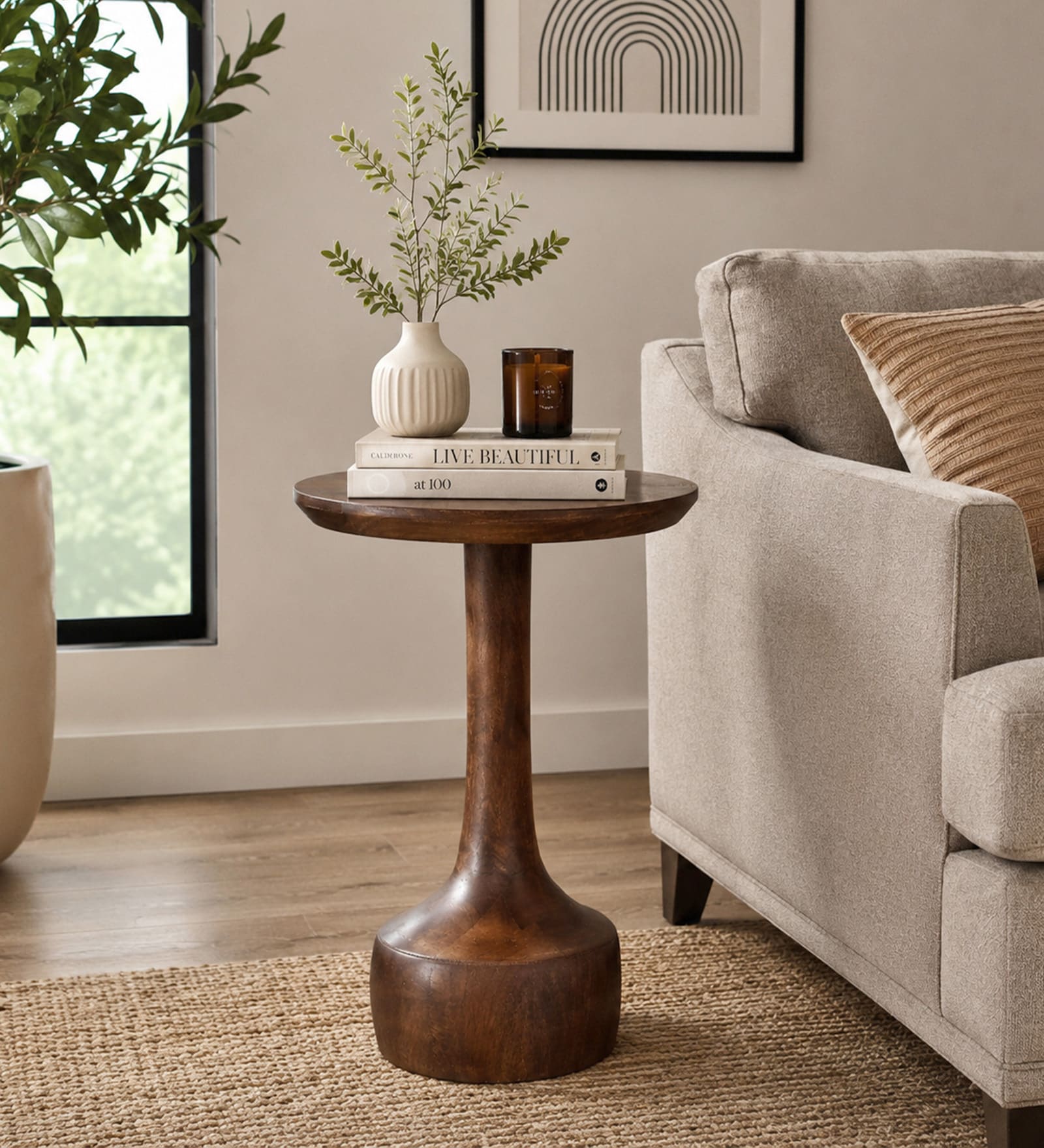 Calder Mango Wood End Table in Tubbaq Finish Calder Mango Wood End Table in Tubbaq Finish