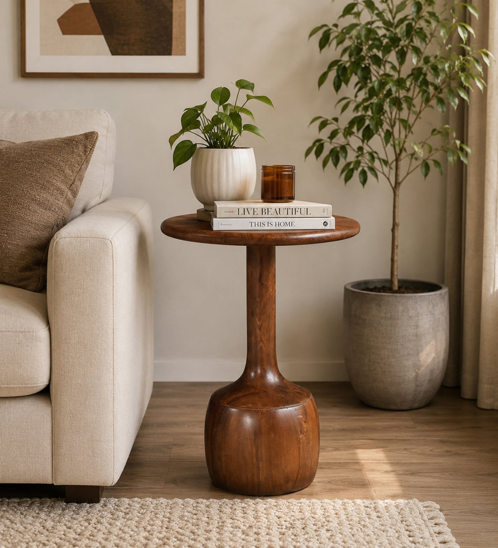 Calder Mango Wood Side Table in Tubbaq Finish