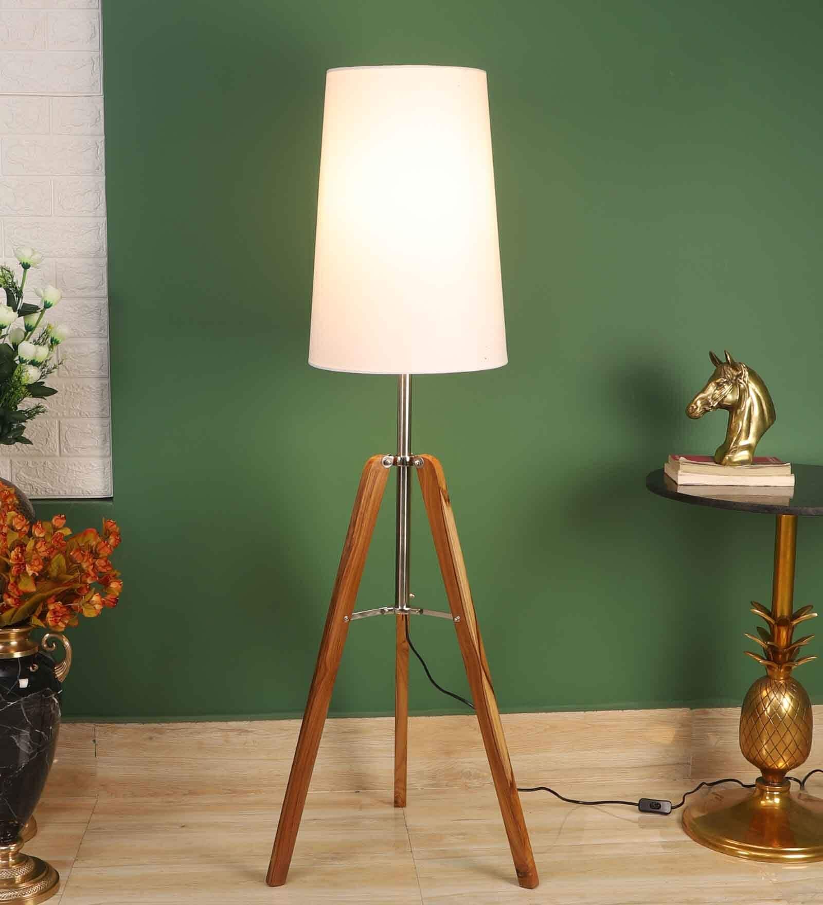 Calgery Floor Lamp ( Teak Wood Base )