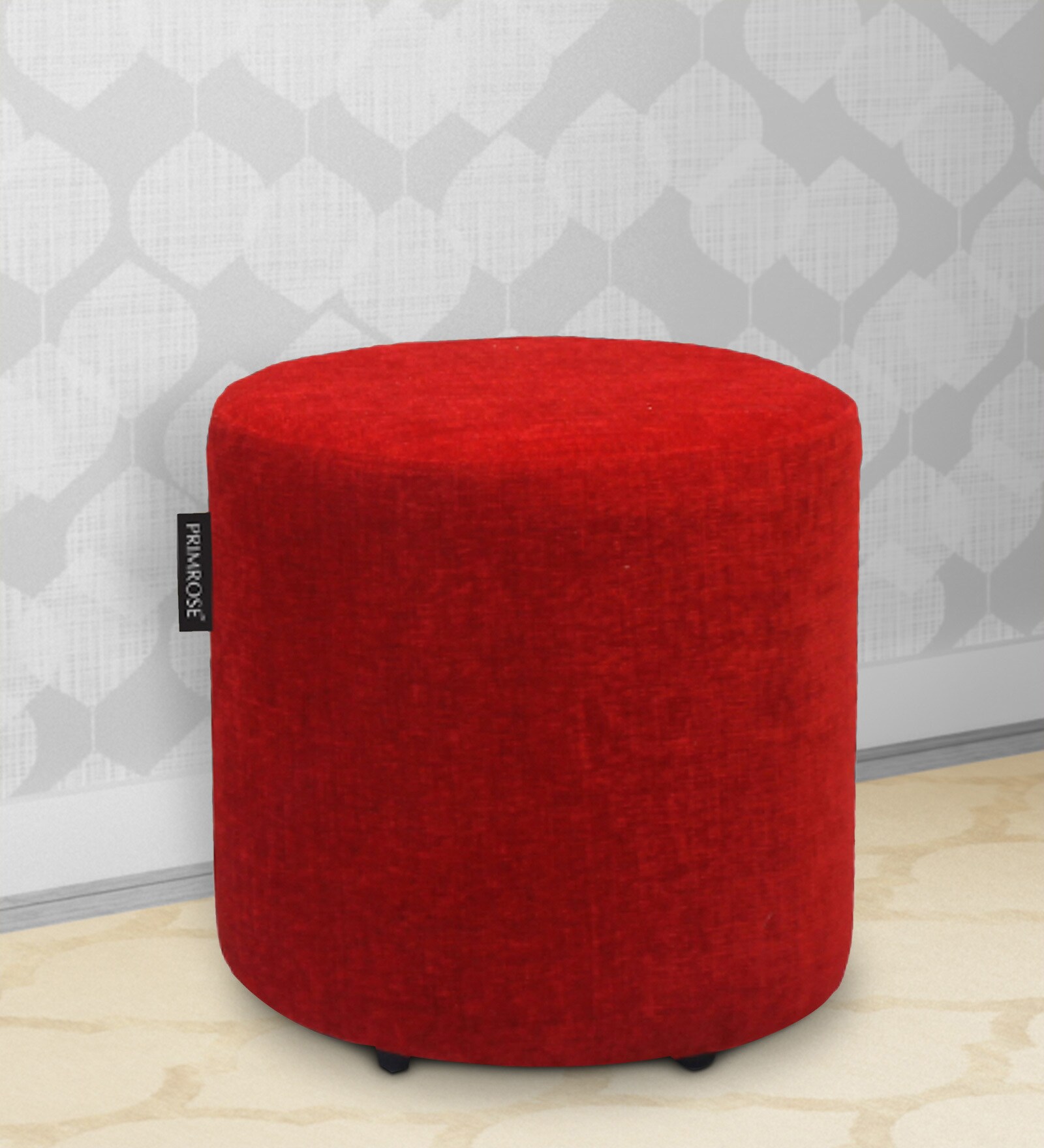 Cali Fabric Pouffe in Red Colour