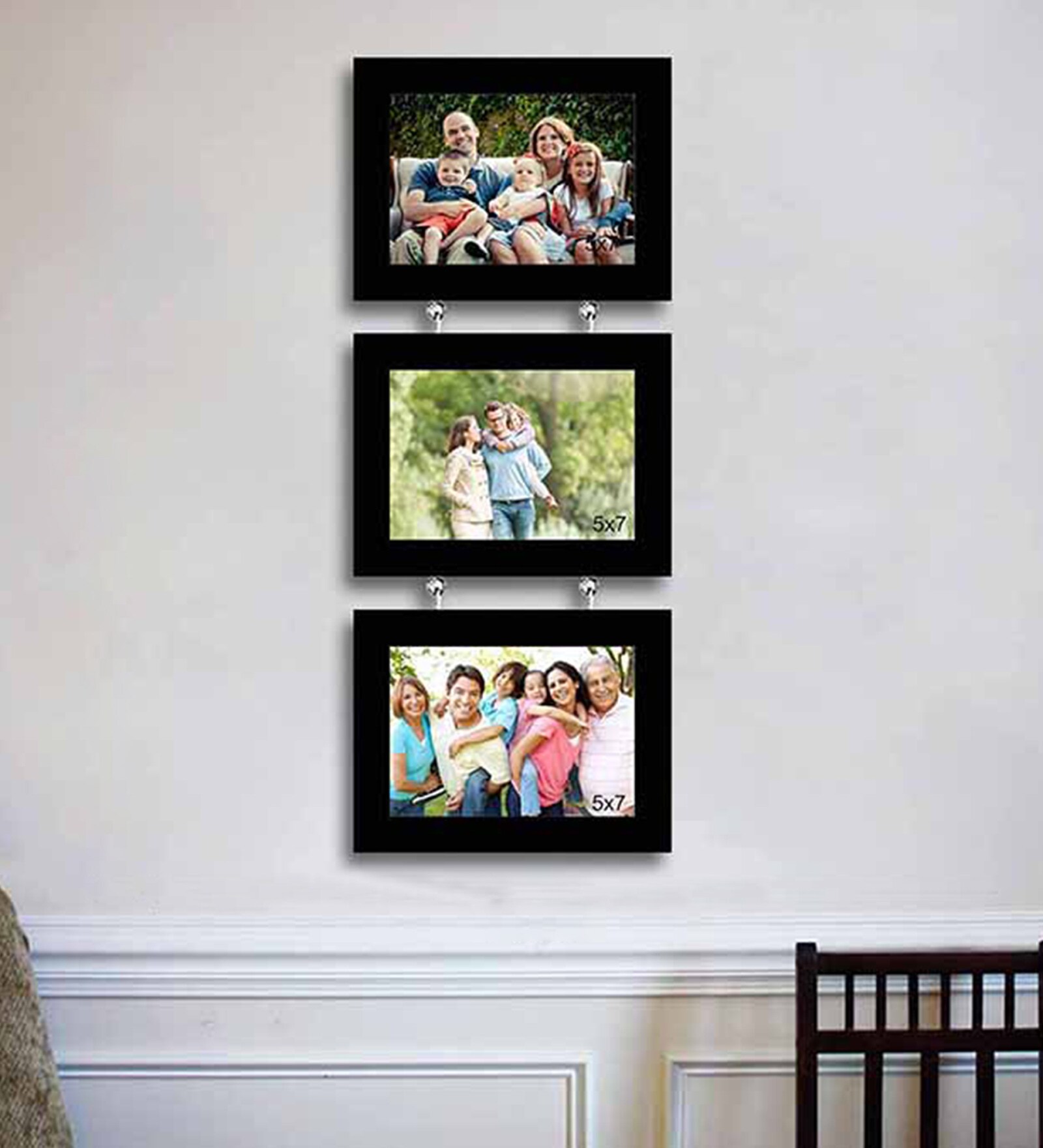 Set Of 3 Black Solid Wood Collage Photo Frames