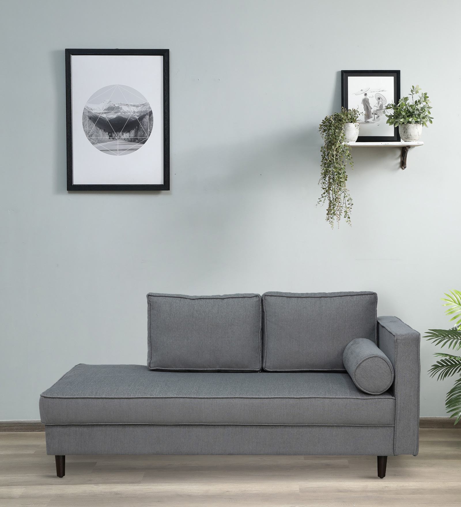 Calleros Fabric Chaise Lounger in Steel Grey Colour