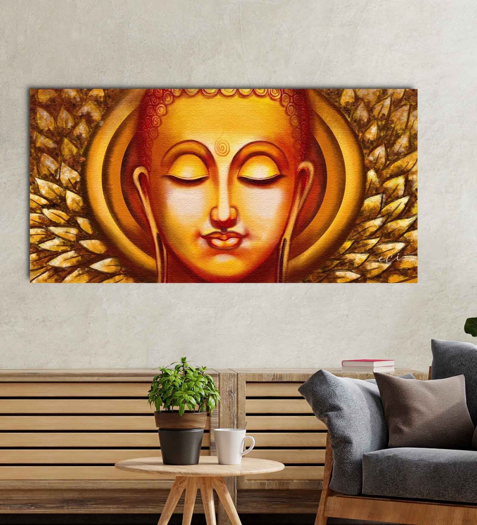 Calm Buddha Gold Canvas Unframed Spiritual Art Print