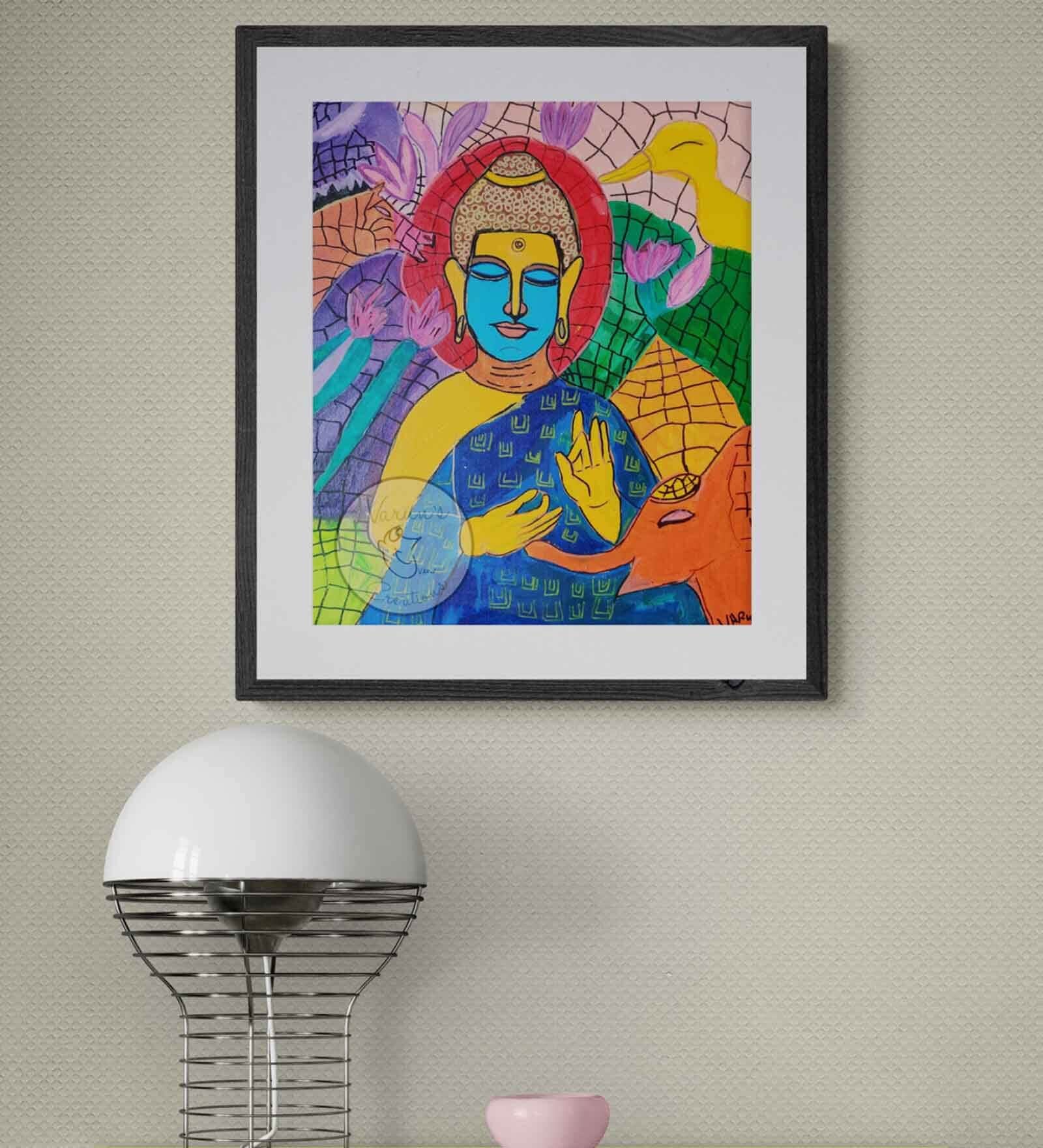 Calming Buddha  Handmade Acrylic Paint On Canvas Unframed