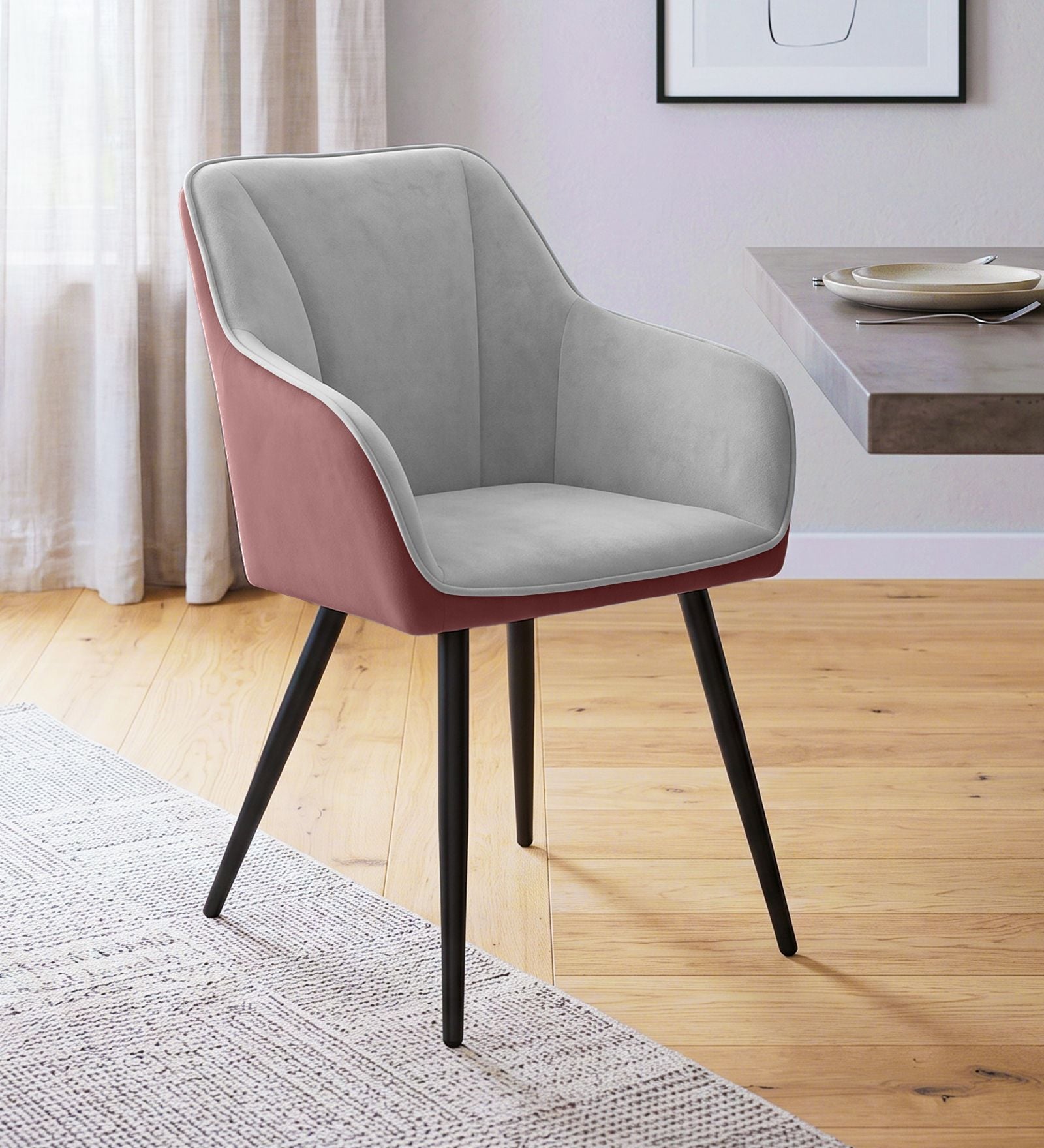 Calvessa Elegant Armchair In Light Grey Colour