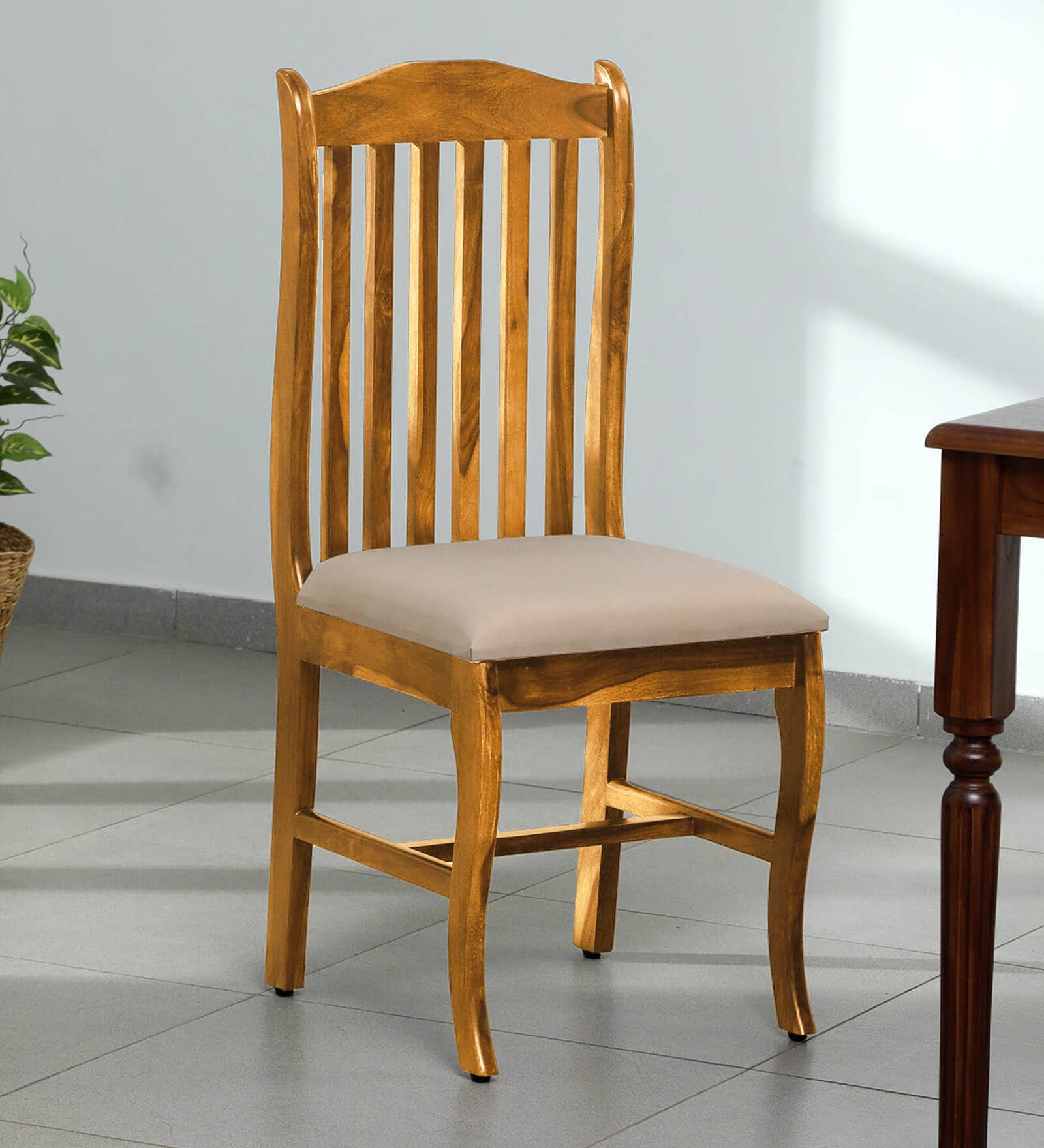 Calvo Sheesham Wood Dining Chair In Rustic Teak Finish (Set Of 2)