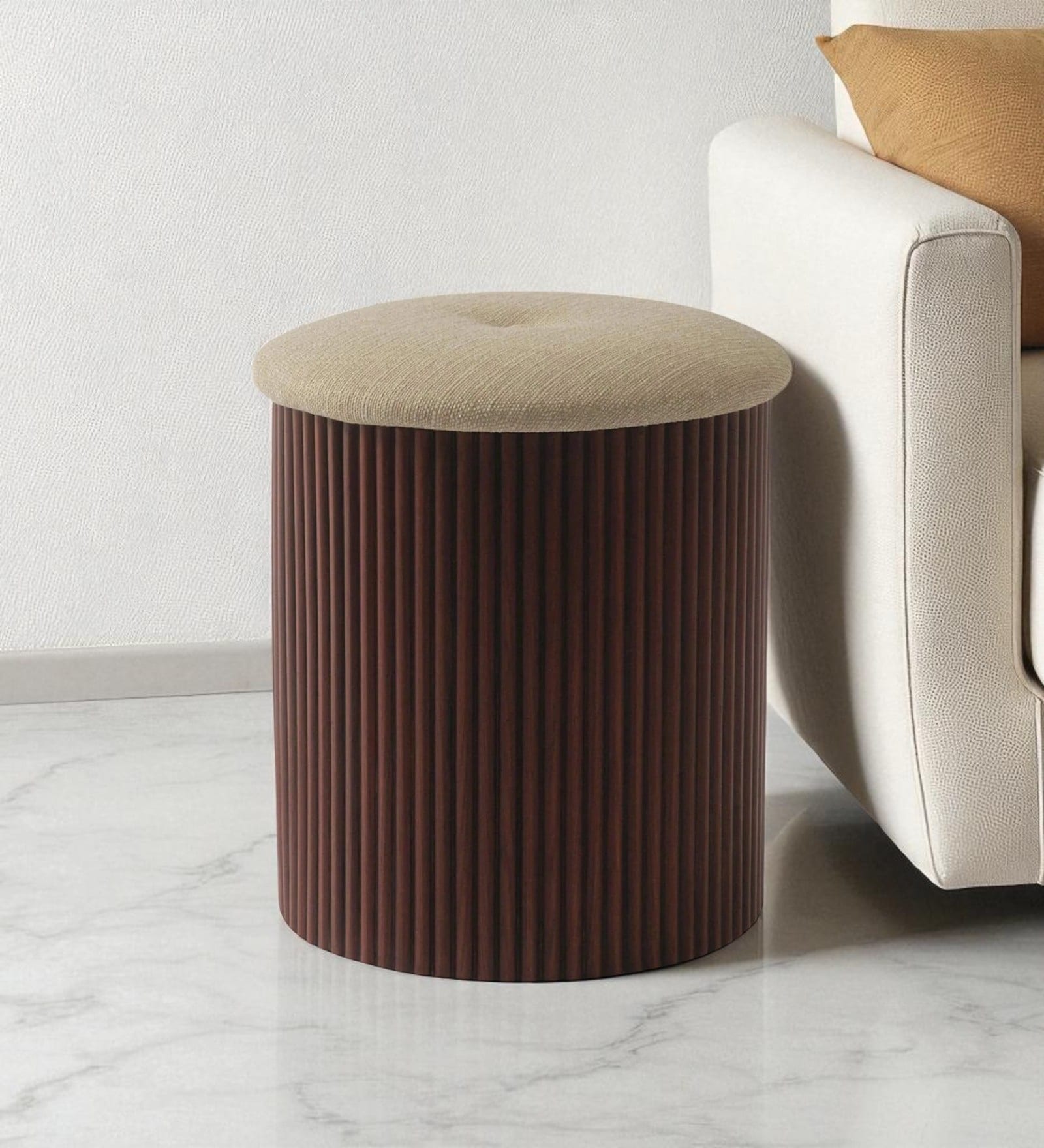 Camden Fabric Ottoman With Storage In Brown Colour