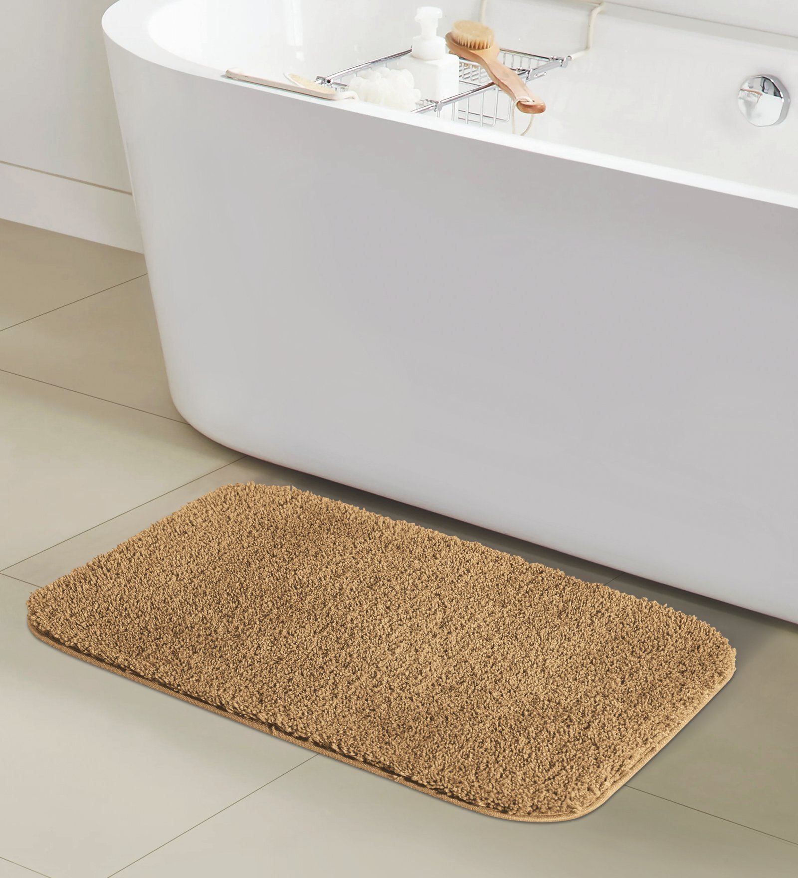 Camel Absorbent and Quick-Dry Polyester Bath Mats 30x45 cm