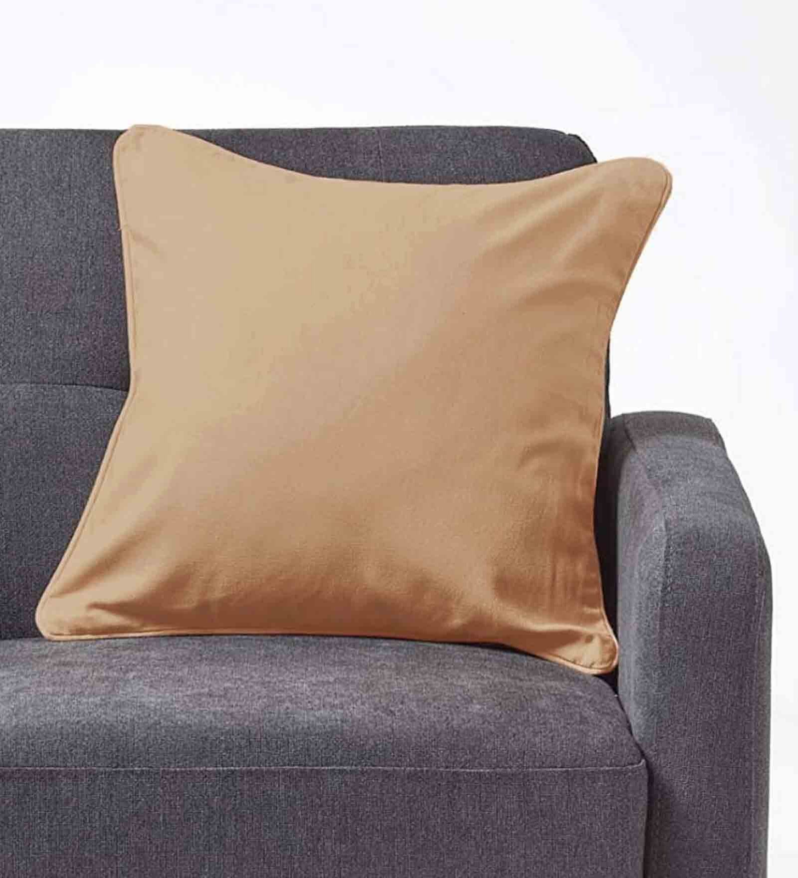 Camel Brown Cotton Solid 24x24 Inches Cushion Cover