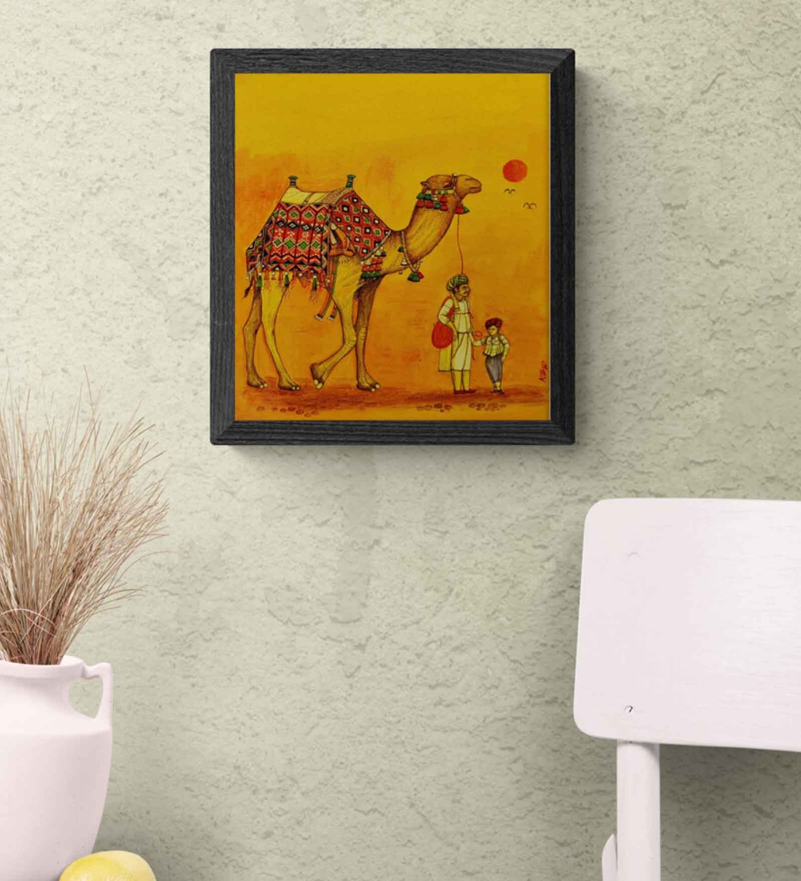 Camel Handmade Acrylic Paint On Canvas Unframed