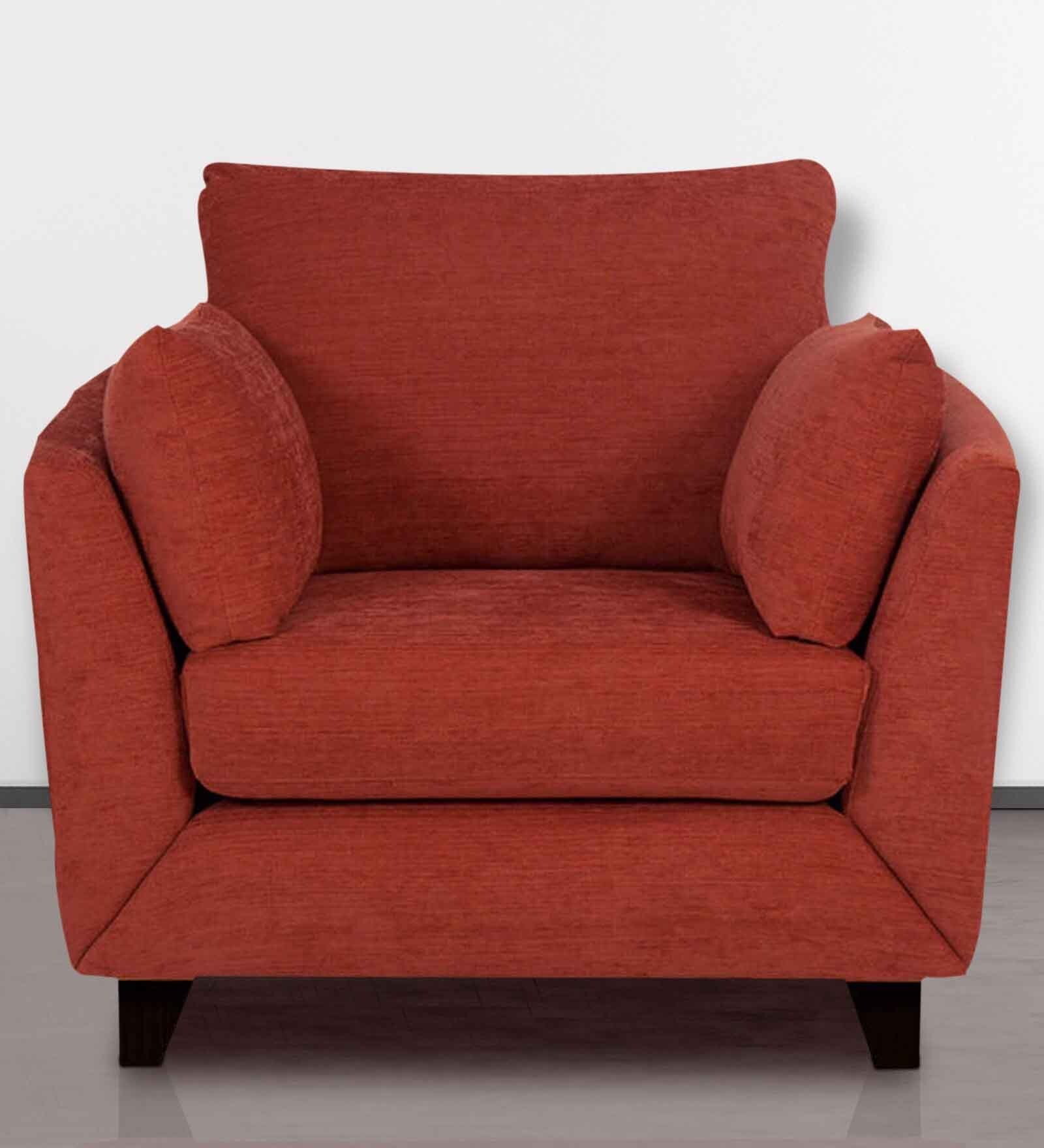 Buy Canberra Charm One Seater Sofa in Rust Colour by Urban Living