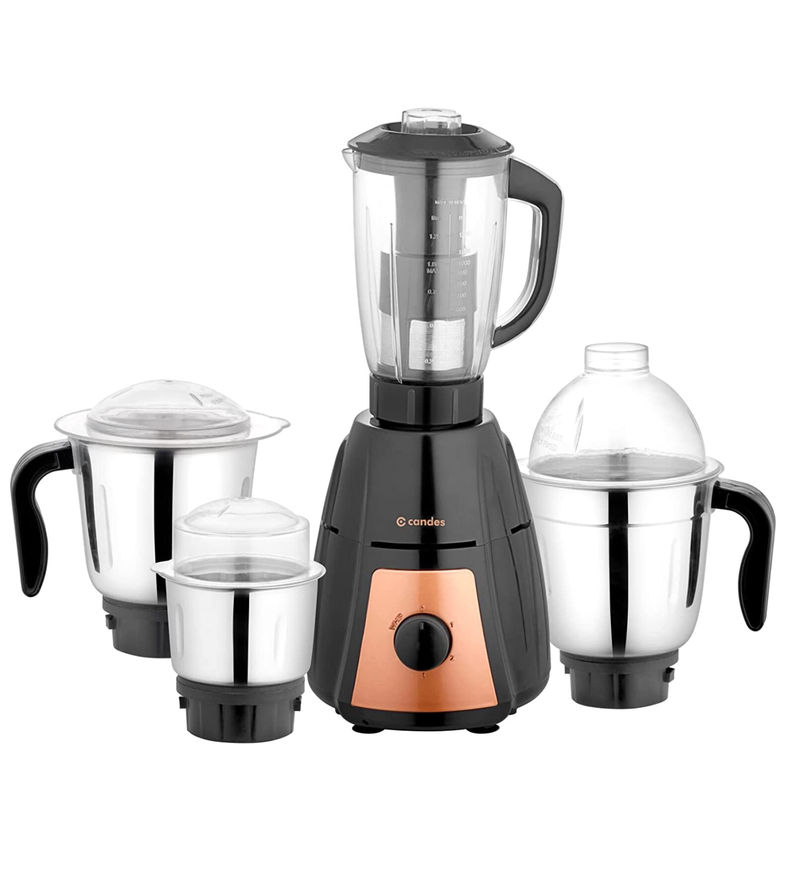 Candes Eathan 900 Watt Mixer Grinder with 4 Jars, Powerful Motor with 2 Year Motor Warranty (Black, Gold)