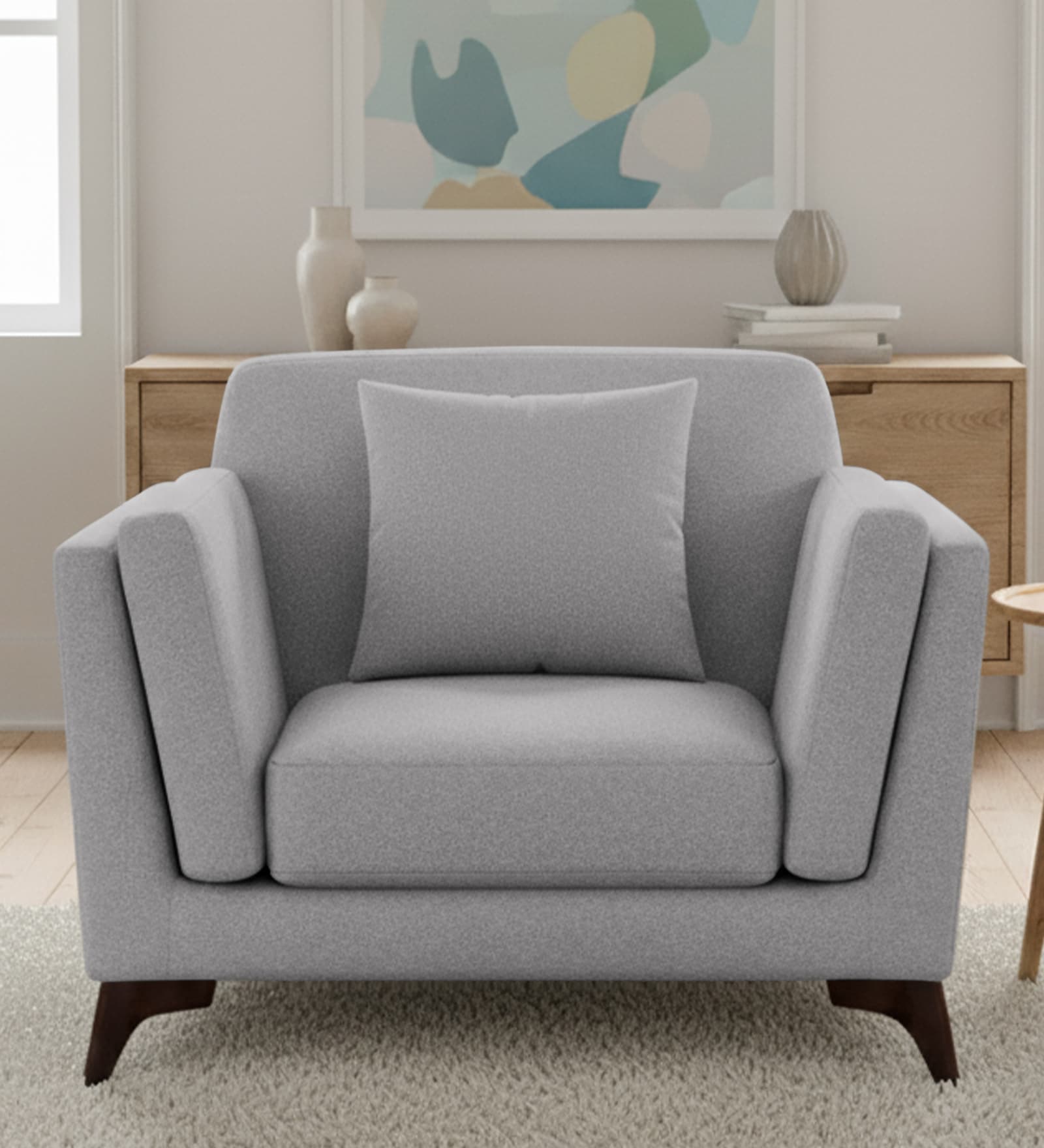 Candy Fabric 1 Seater Sofa in Dim Grey Color
