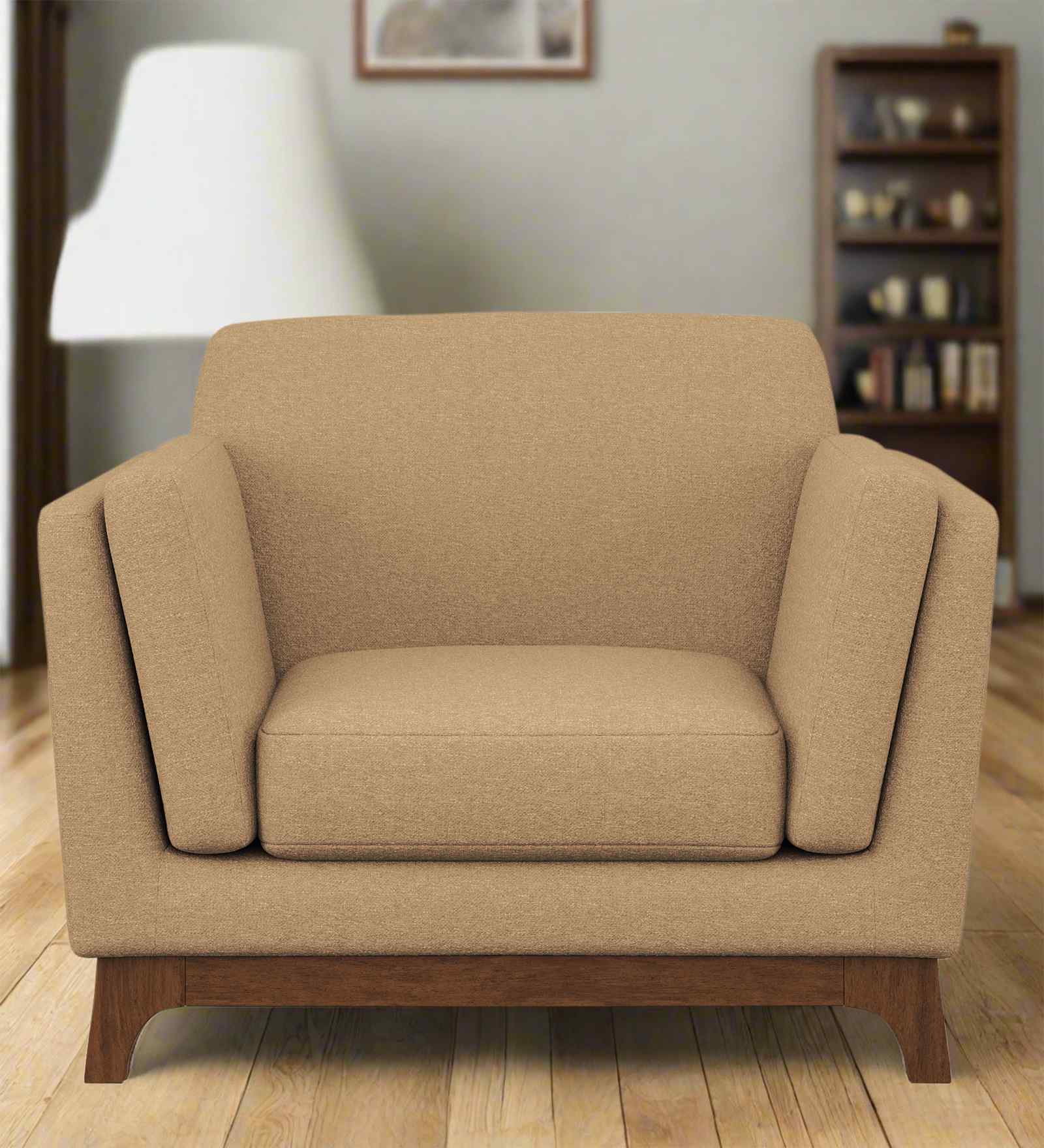 Candy Fabric 1 Seater Sofa in Copper Brown Color