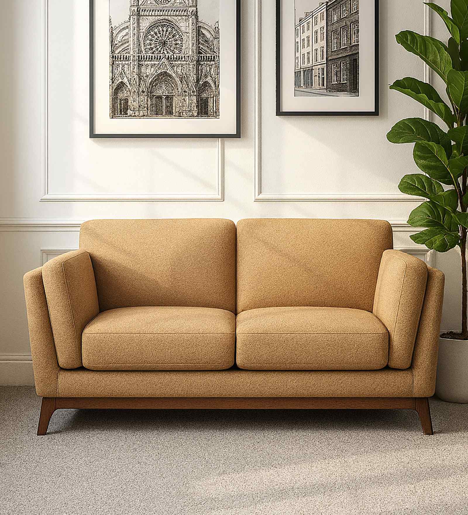 Candy Fabric 2 Seater Sofa in Copper Brown Color