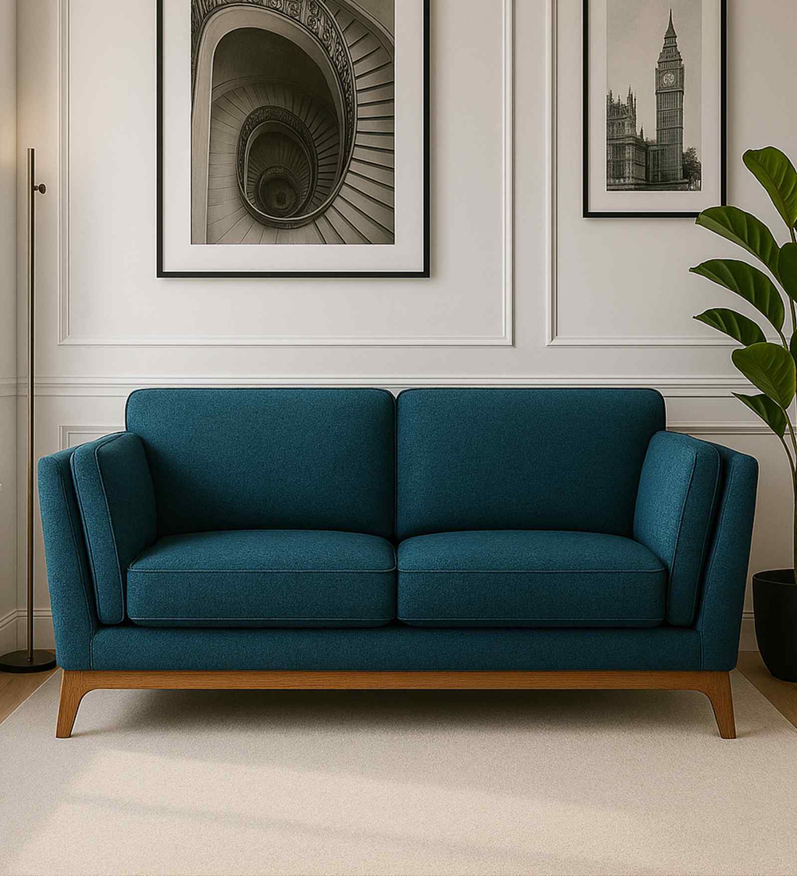 Candy Fabric 2 Seater Sofa in Sea Blue Color