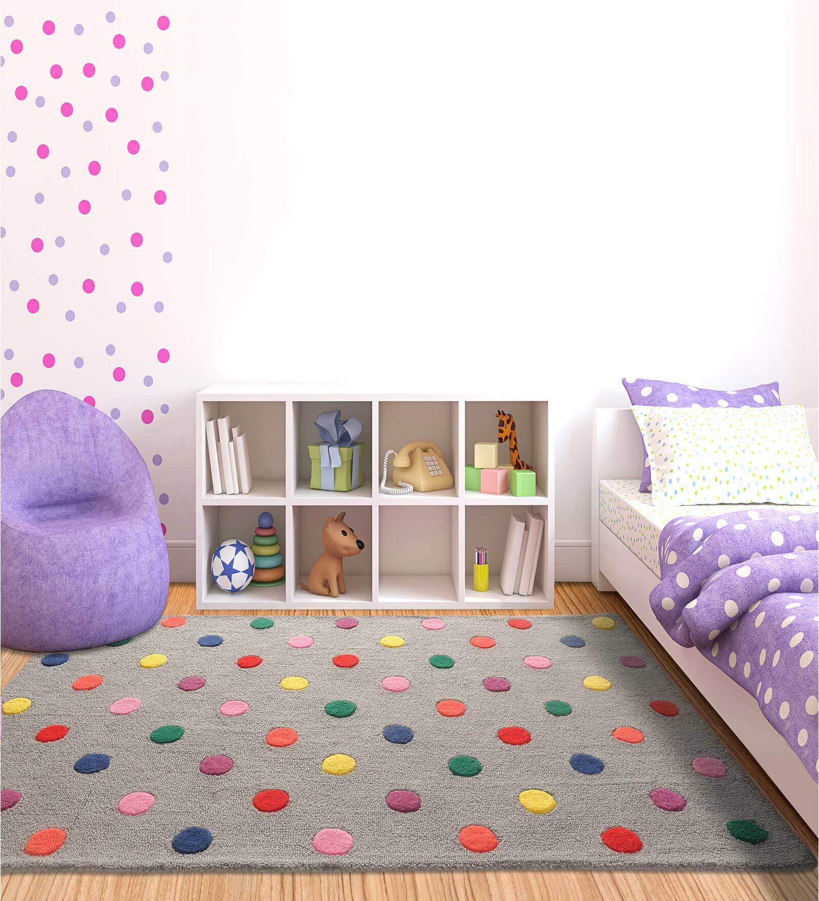 Grey Geometric Wool 3 ft x 5 ft Kids Carpet