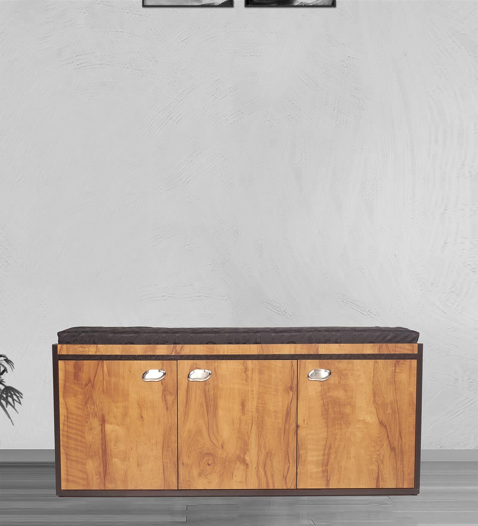 Agrabah Shoe Rack with Seating in Teak Finish