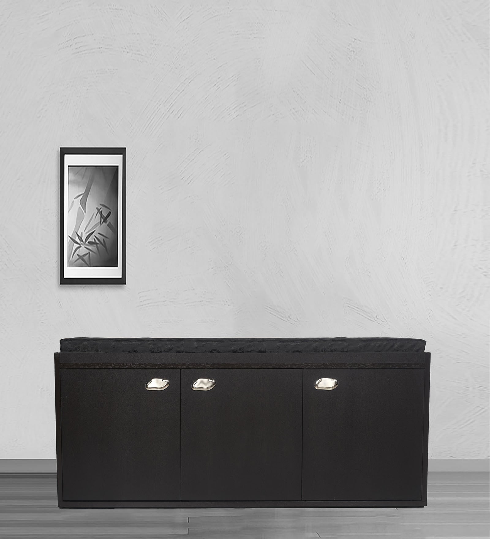 Cane Shoe Rack with Seating in Wenge Finish