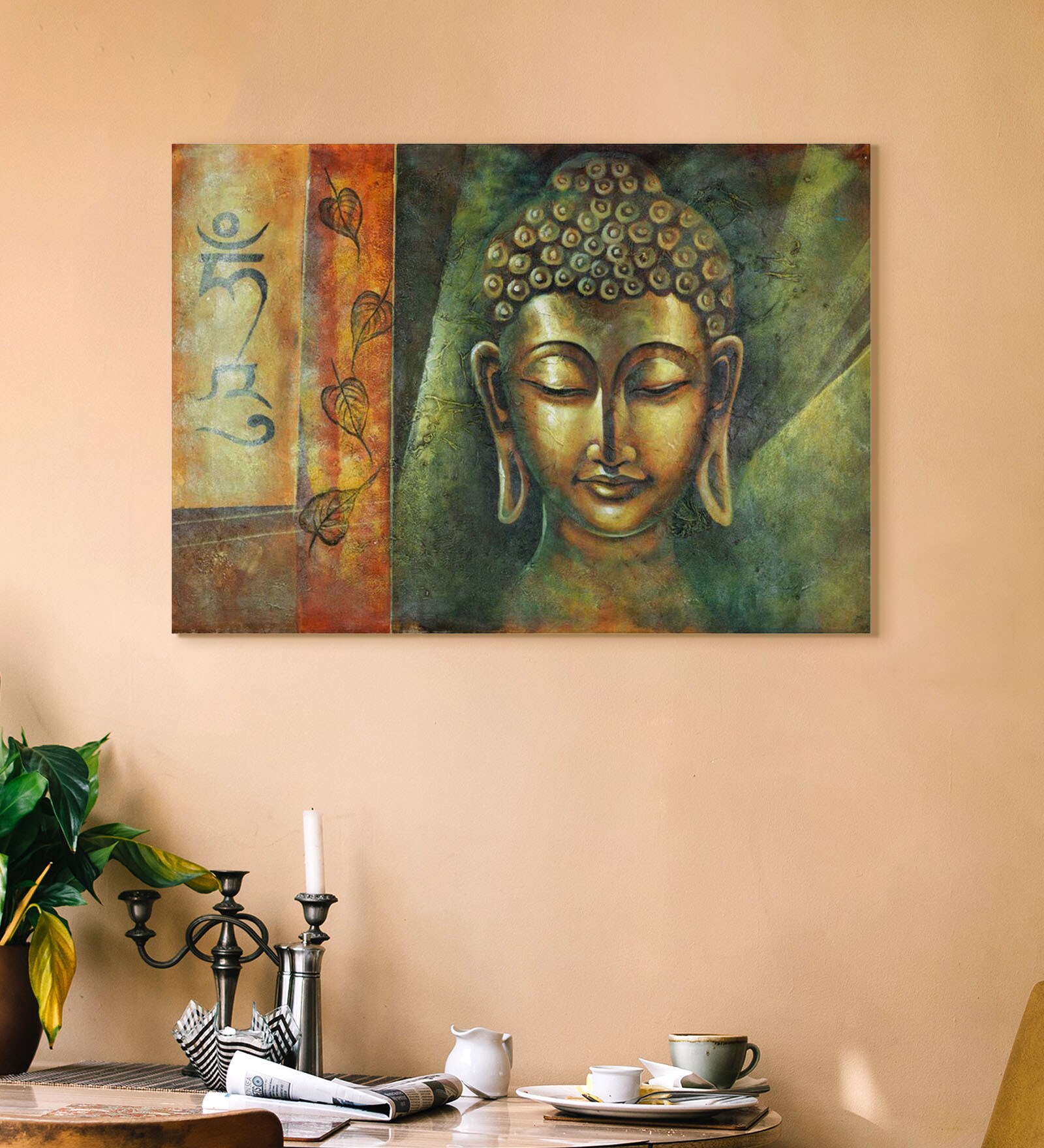 Canvas 36 x 24 Inch Calm & Silent Buddha Unframed Handpainted Art Painting