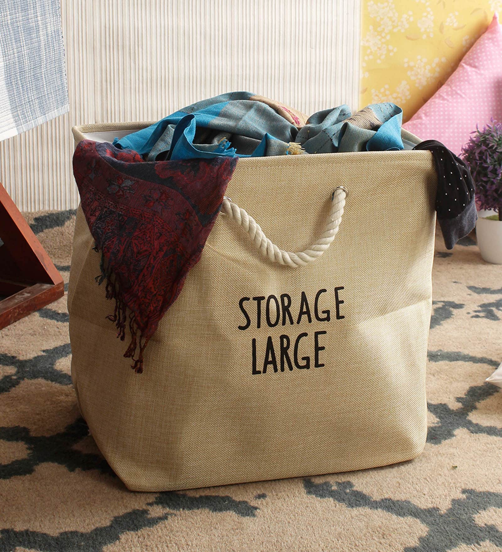 12 Ltr Brown Canvas Laundry Basket