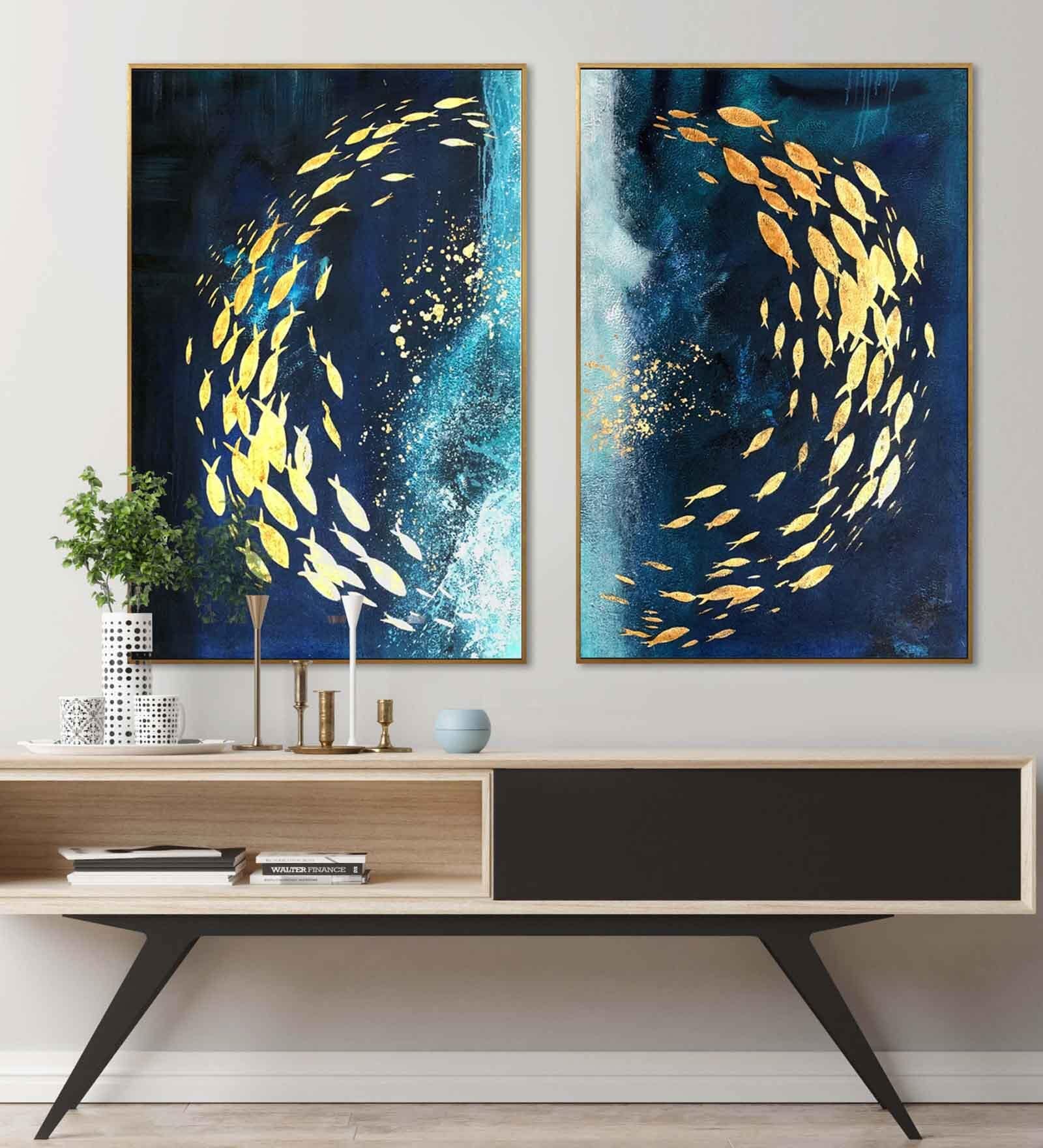 Canvas Fishes (Circle Of Life) Wall Painting