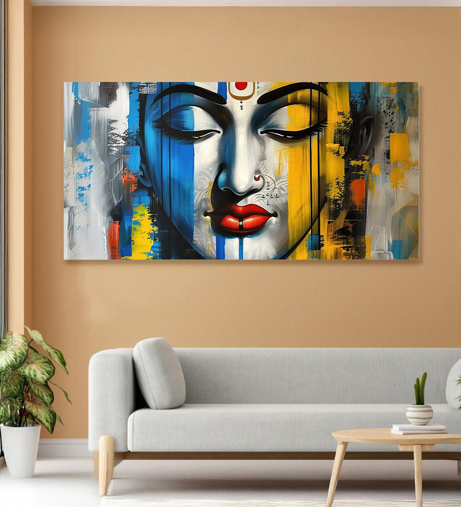 Canvas Framed Radiant Serenity: Shiva's Essence Wall Painting(24X48 Inch)