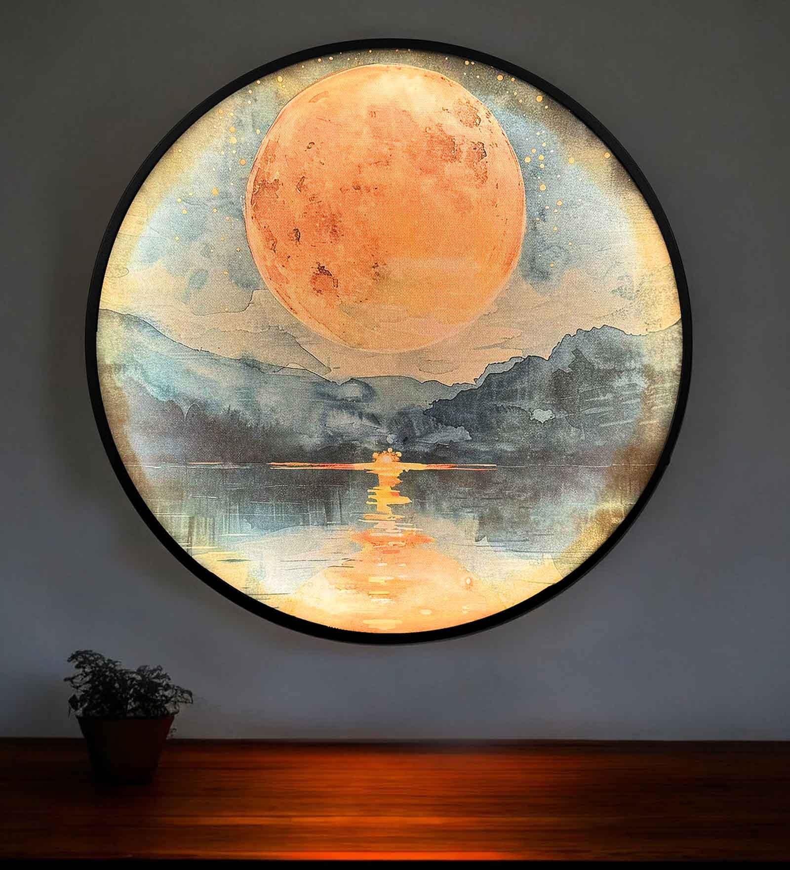 18 Inches Canvas Framed Moon Wall Art Painting