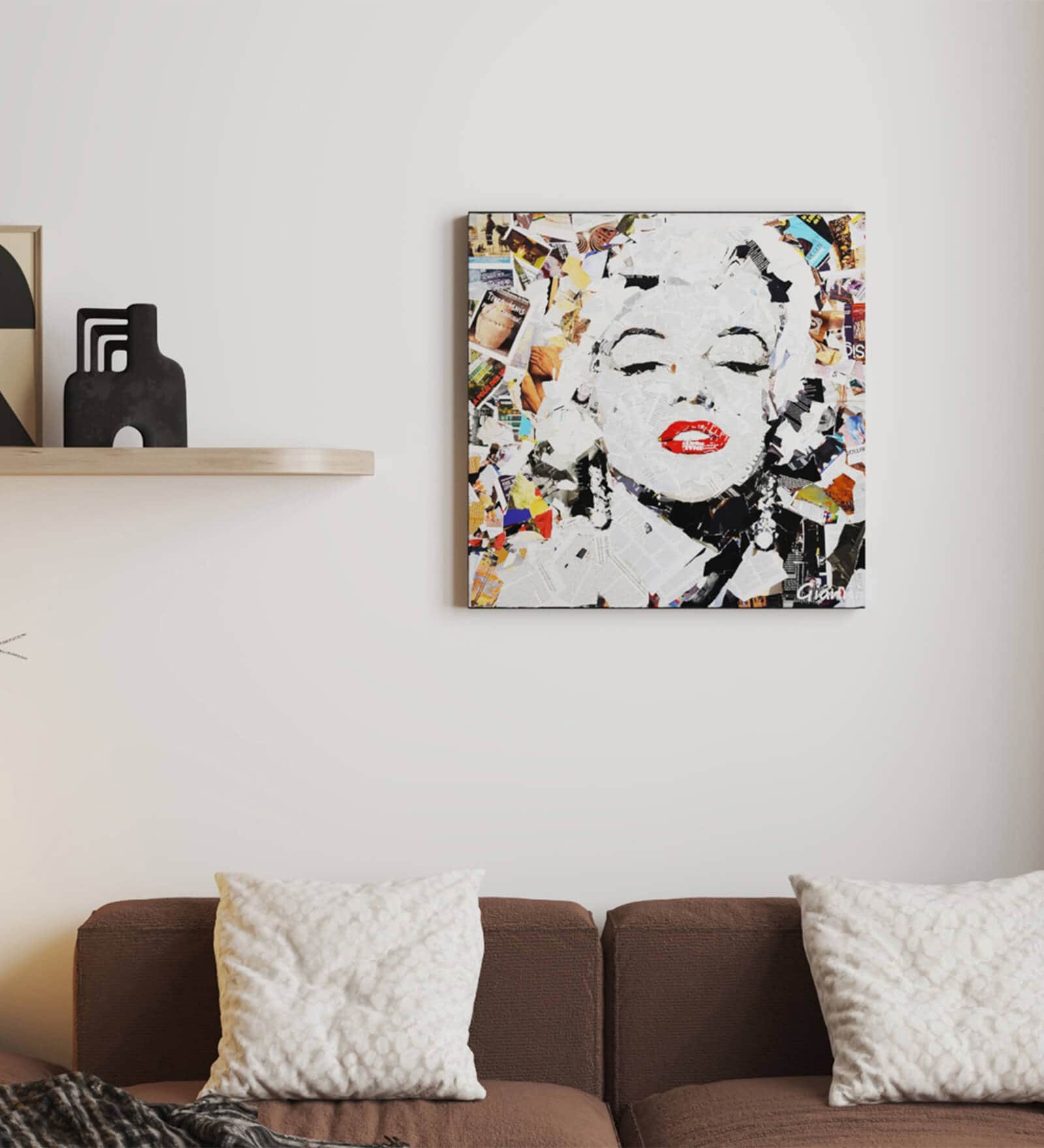 Canvas Painting Wall Art Print Marilyn Monroe Figure Collage Paintings for Home Set of 1, 24x24 Inch