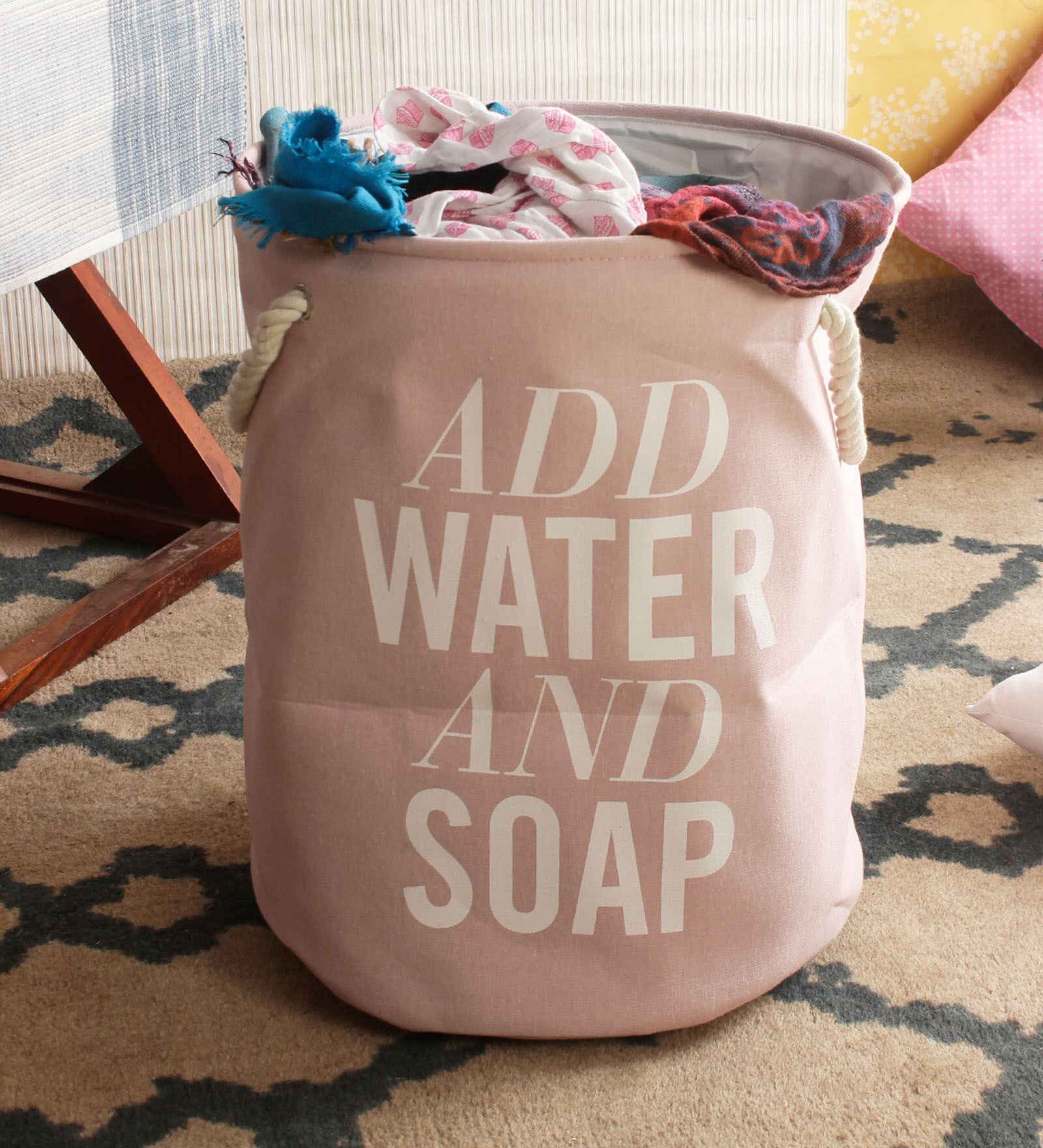 12 Ltr Pink Canvas Laundry Basket