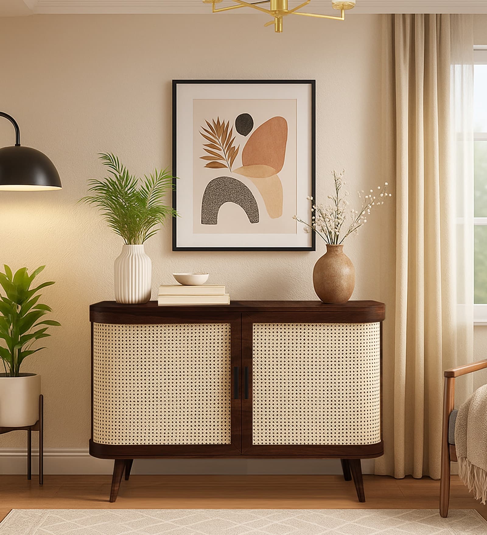 Canvera 2-Door Sideboard With Rattan Mesh Front In Wa