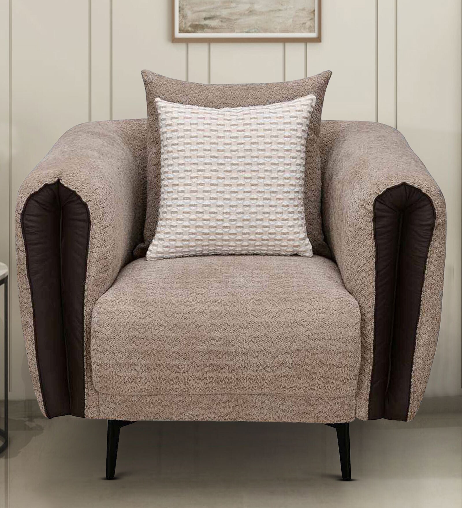 Canyon Fabric 1 Seater Sofa in Light Grey Colour Canyon Fabric 1 Seater Sofa in Light Grey Colour
