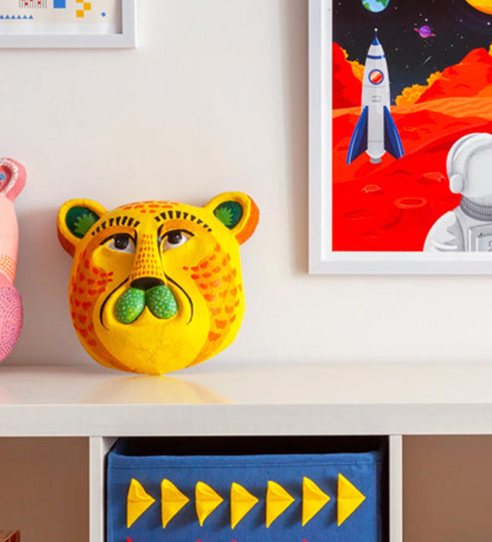 Capable Cheetah Yellow Papier Mache Wall Mask