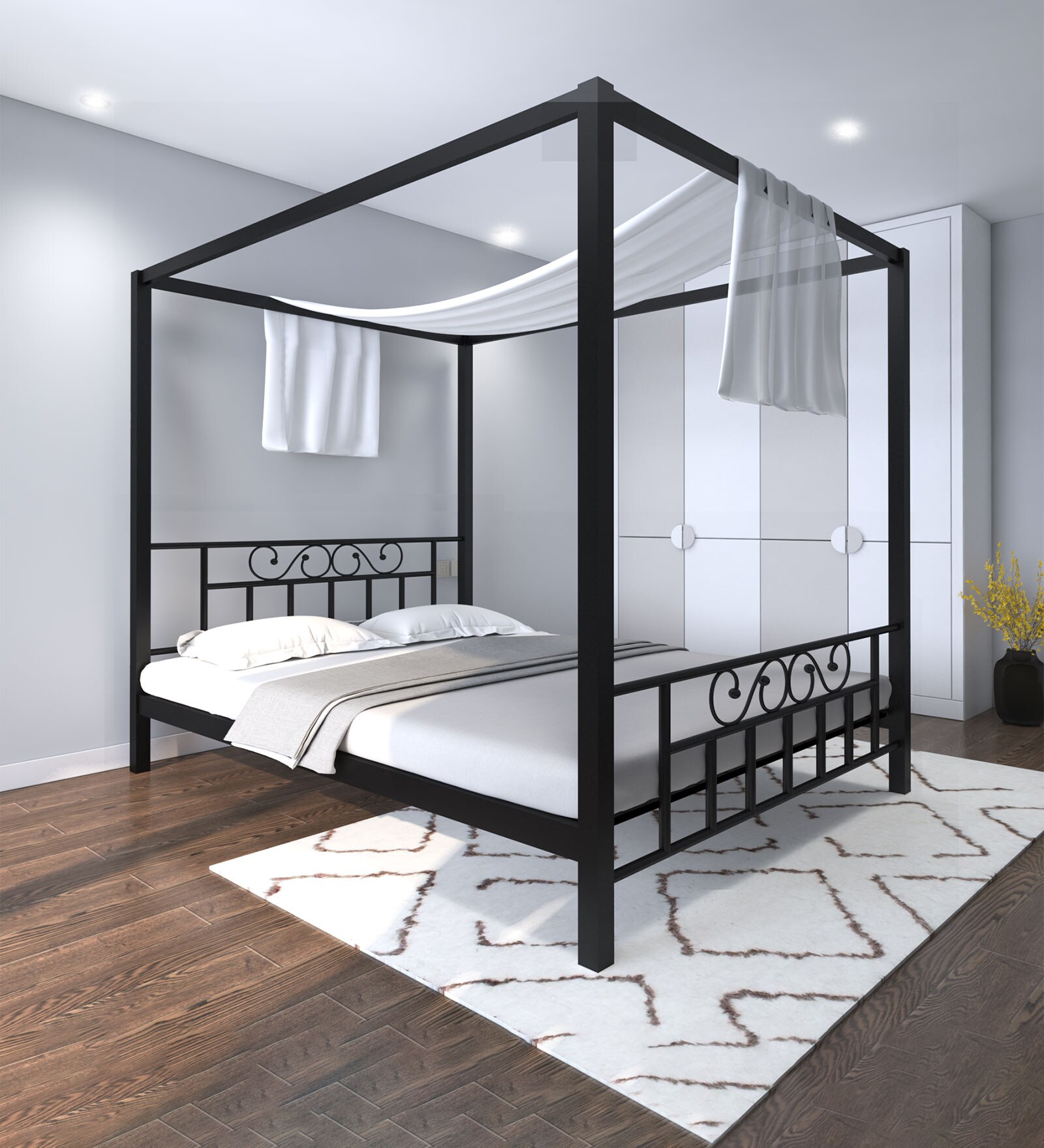 Capricorn Metal Poster Bed in Brown Colour