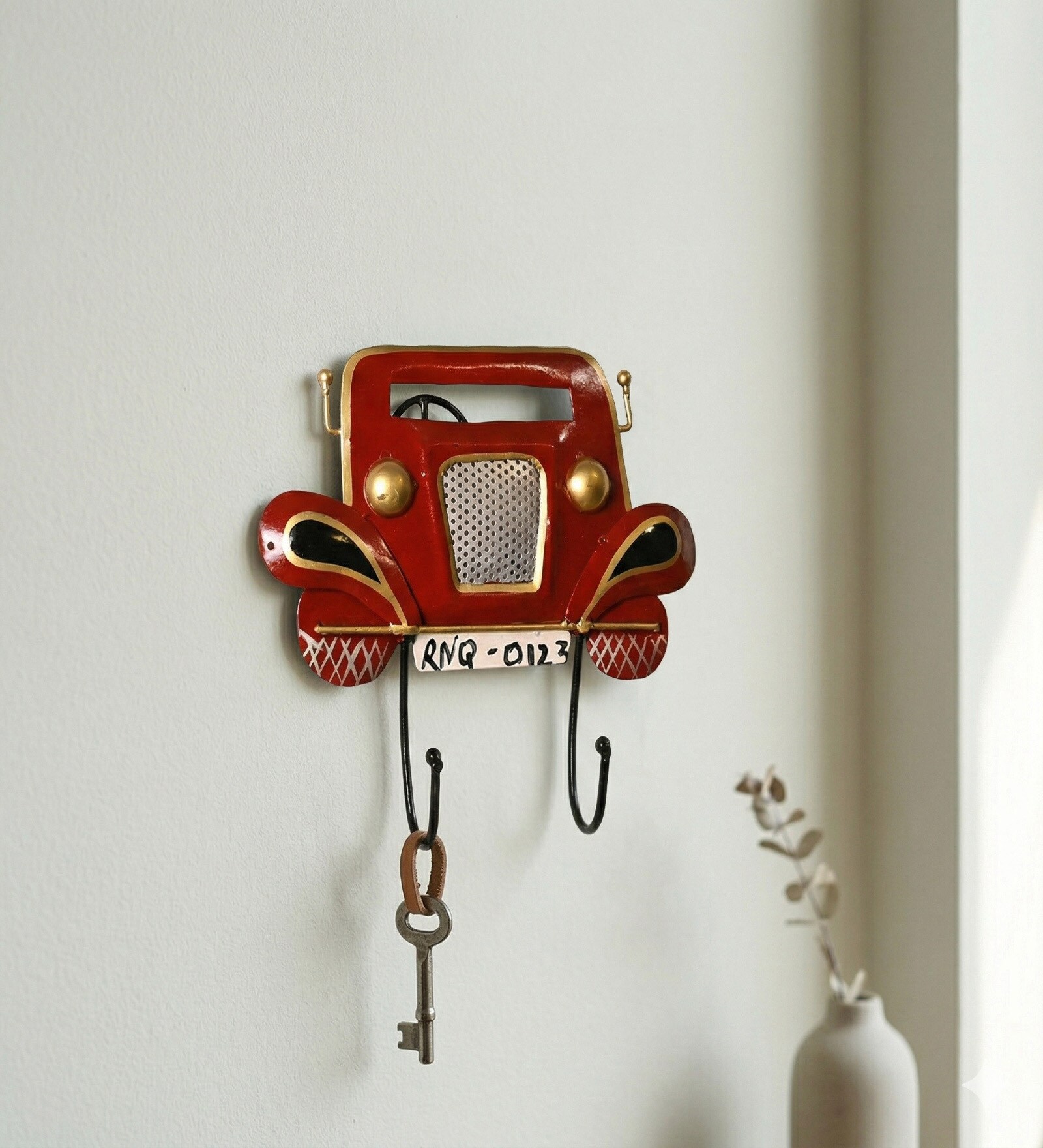 Red Metal Handpainted Car Key Holder