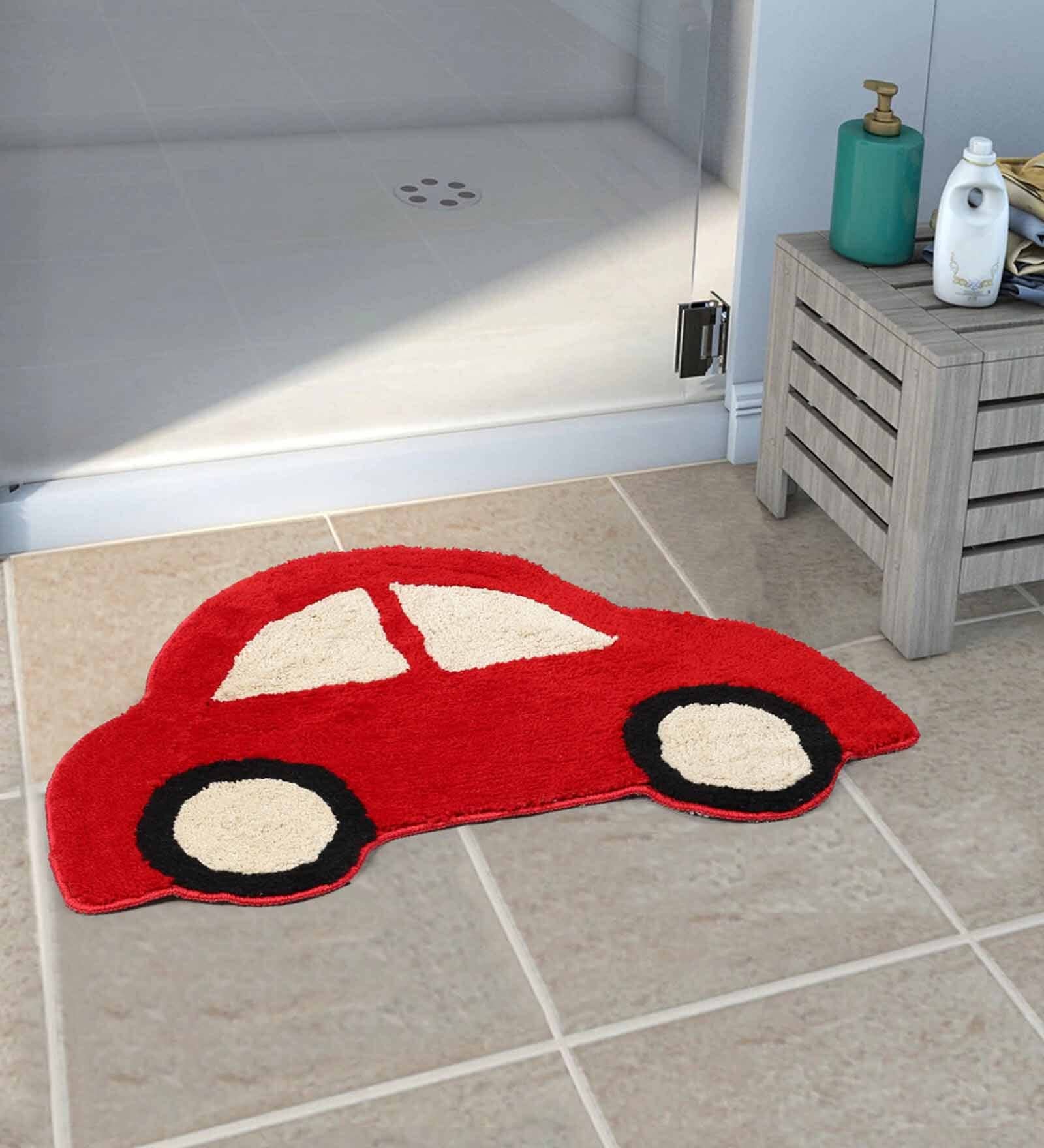 Red Abstract Fabric 18 x 28 Inches Kids Floor Mat