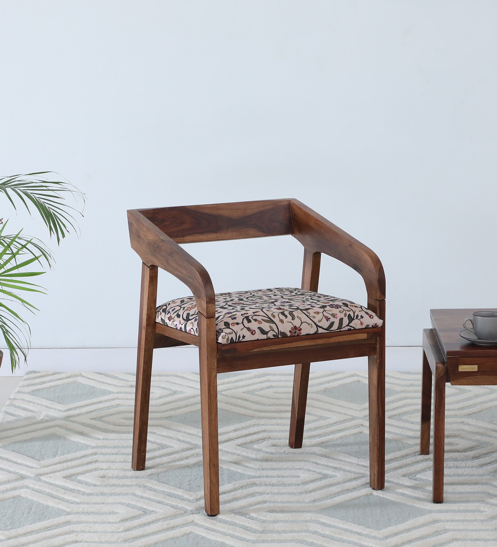 Carden Sheesham Wood Arm Chair In Scratch Resistant Rustic Teak Finish
