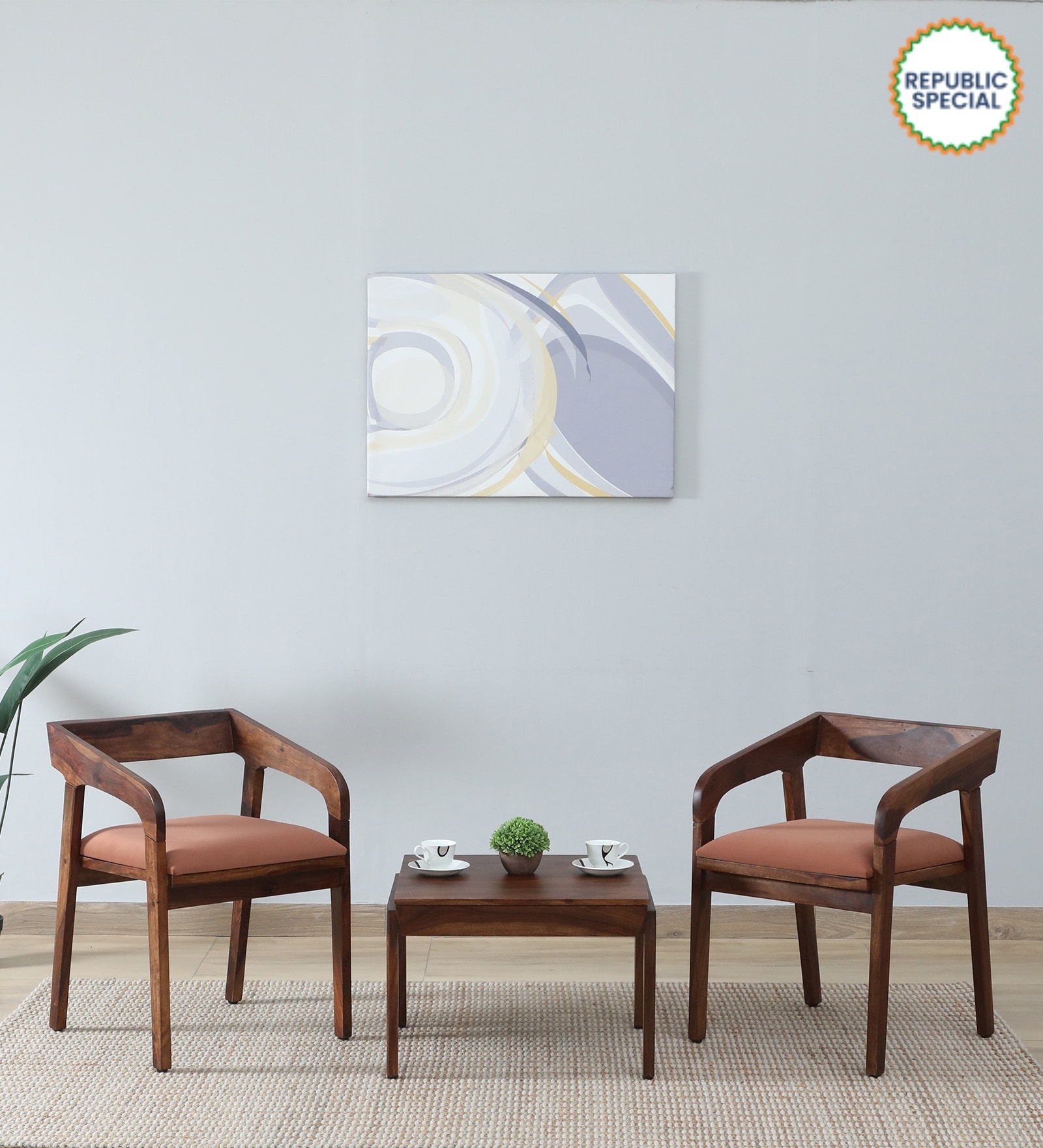 Carden Sheesham Wood Coffee Table Set In Scratch Resistant Provincial Teak Finish And Mocha Mousse Colour