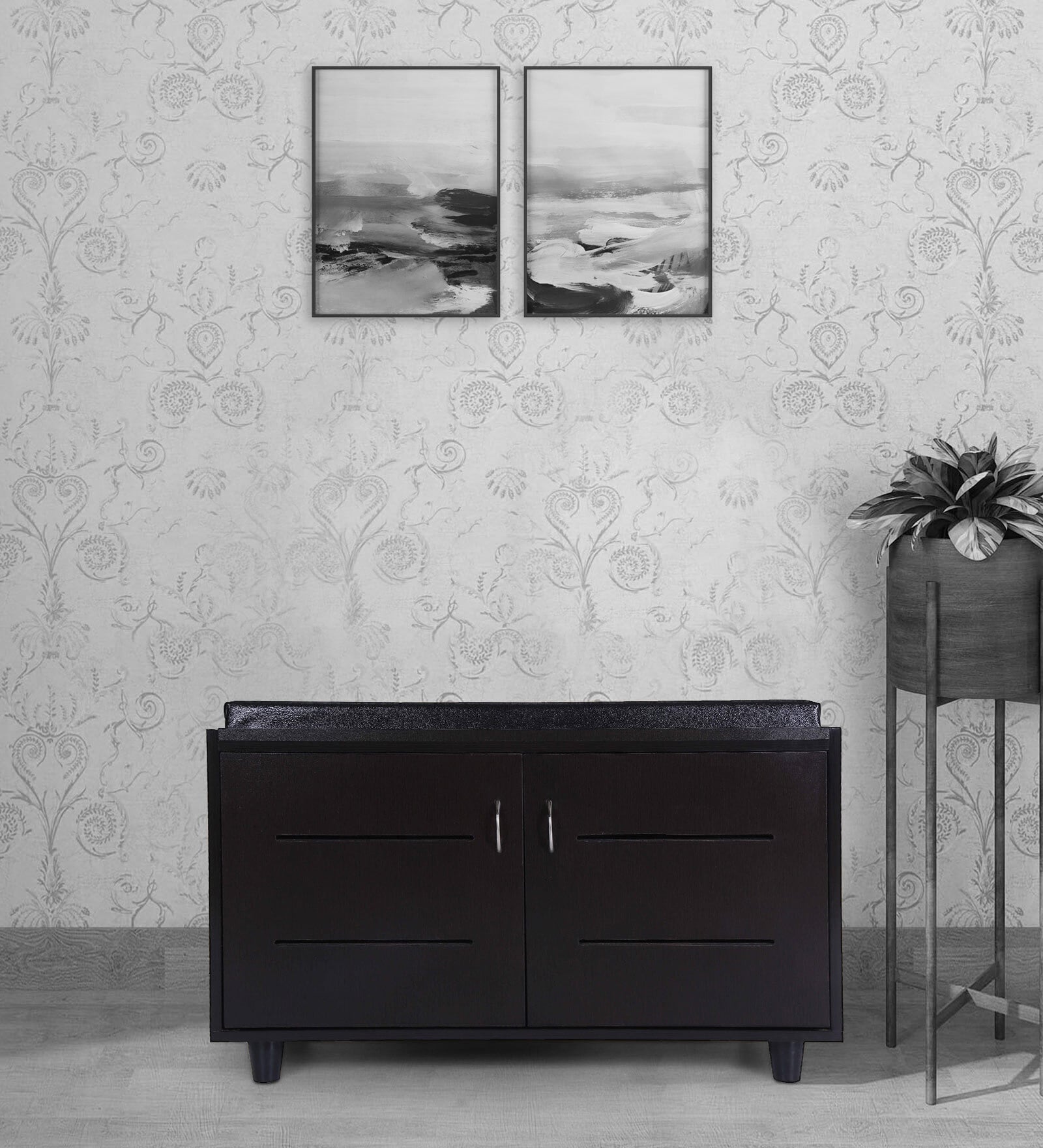 Cardiff Shoe Rack with Seating in Wenge Finish