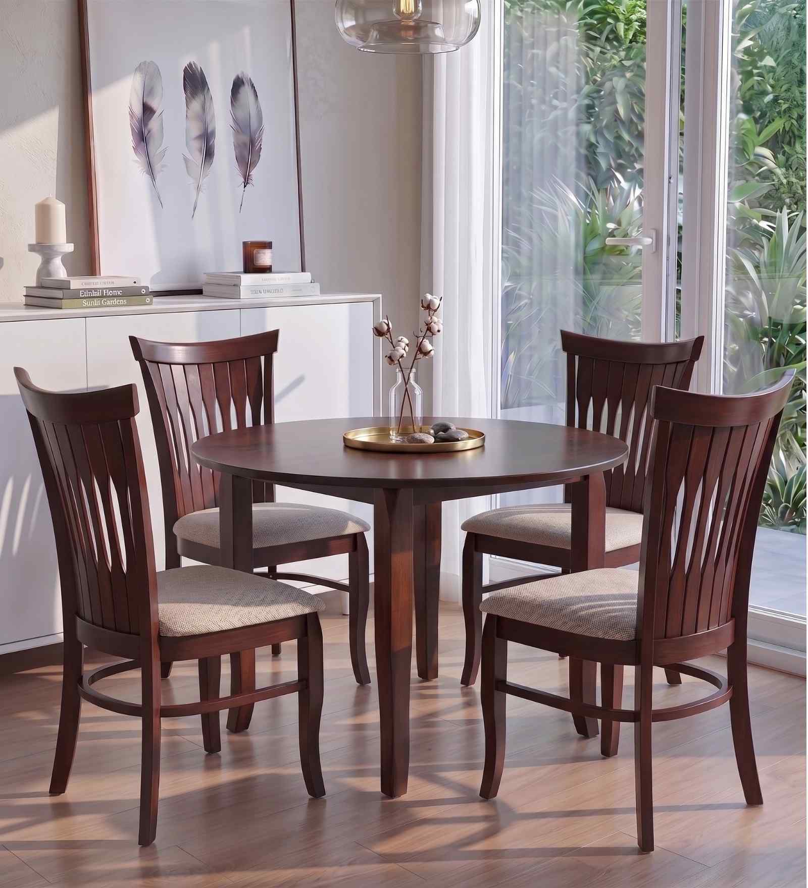 Cardiff Elite 4 Seater Solid Rubber Wood Dining Set