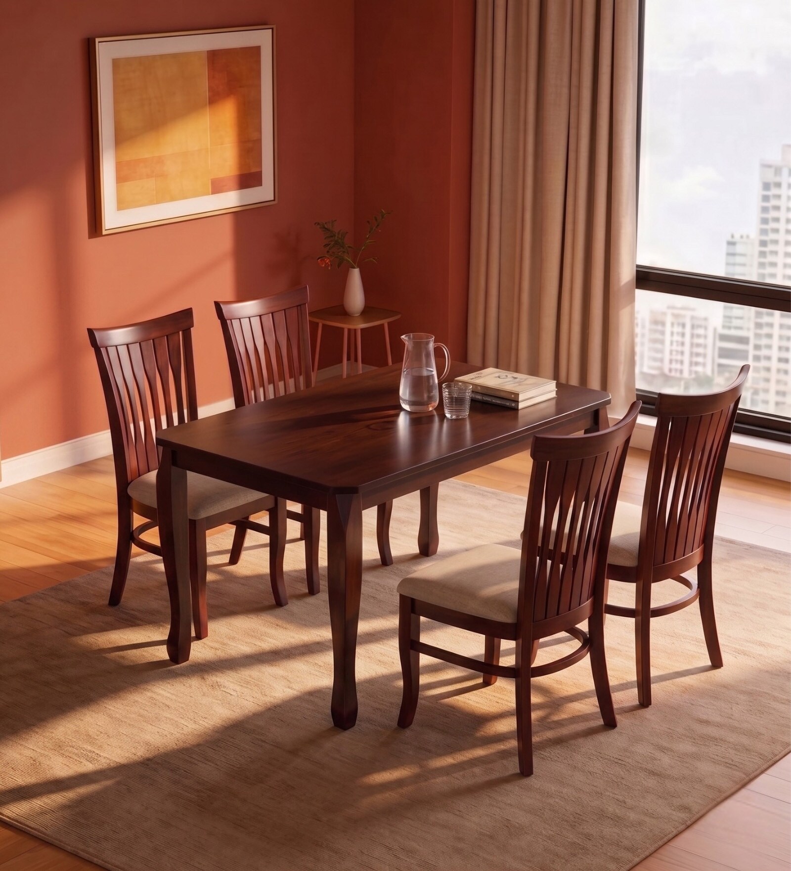 Cardiff Elite 4 Seater Solid Rubber Wood Rectangular Dining Table Dining Set Cardiff Elite 4 Seater Solid Rubber Wood Rectangular Dining Table Dining Set