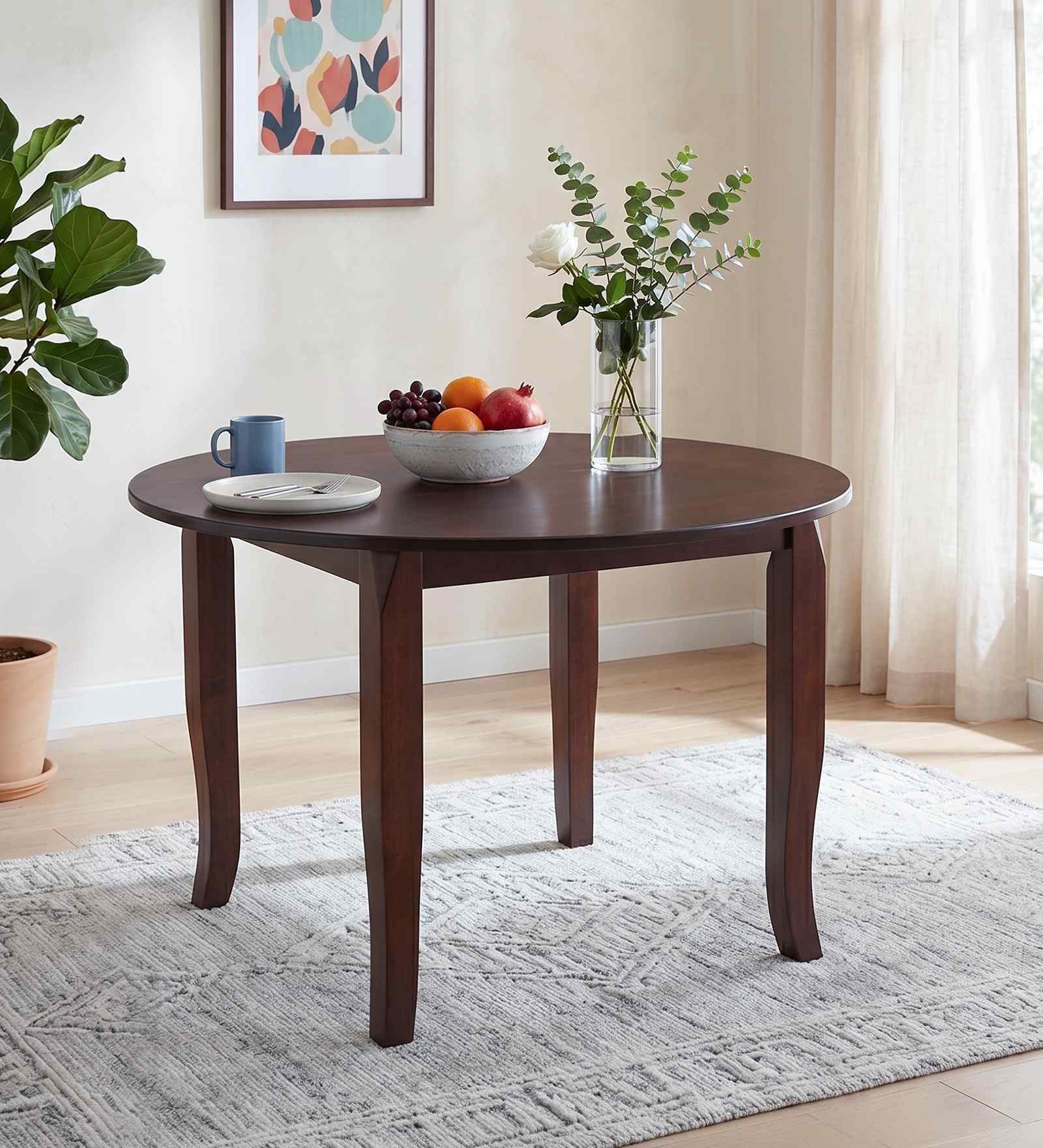 Cardiff Elite 4 Seater Solid Rubber Wood Round Dining Table